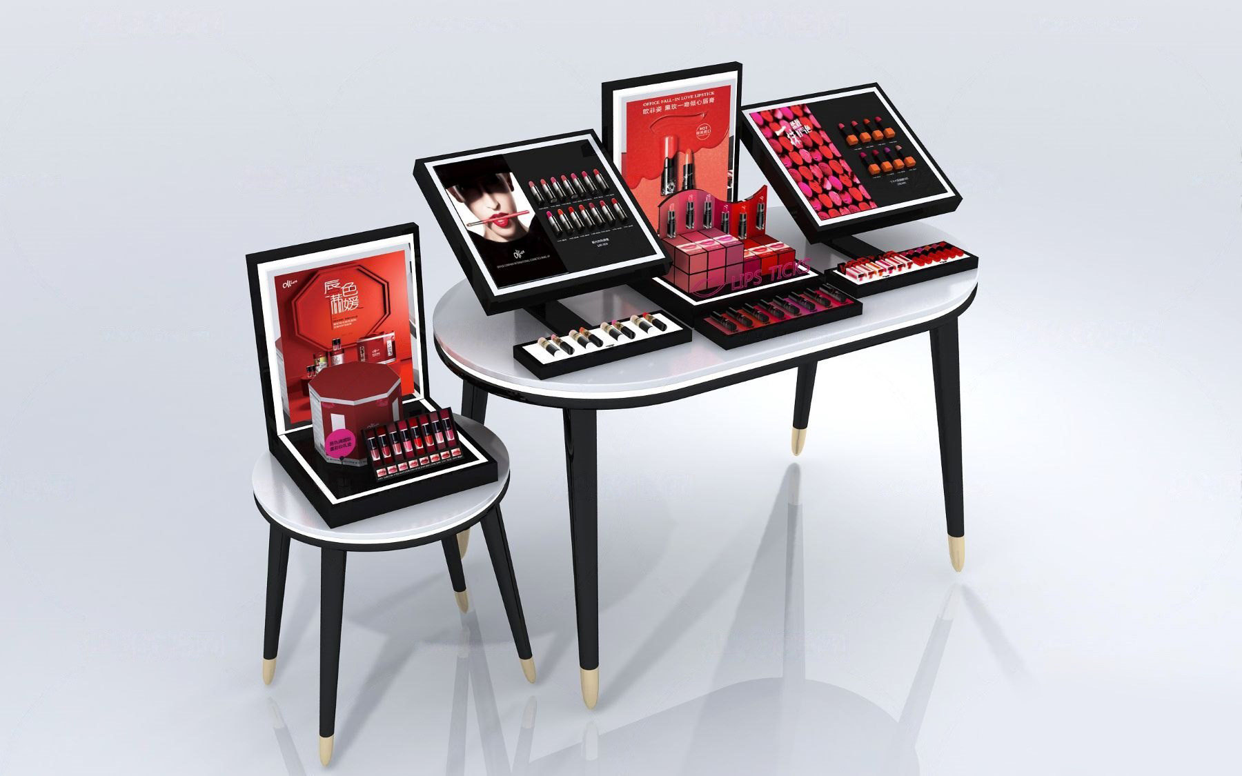 现代化妆品展示桌3d模型下载