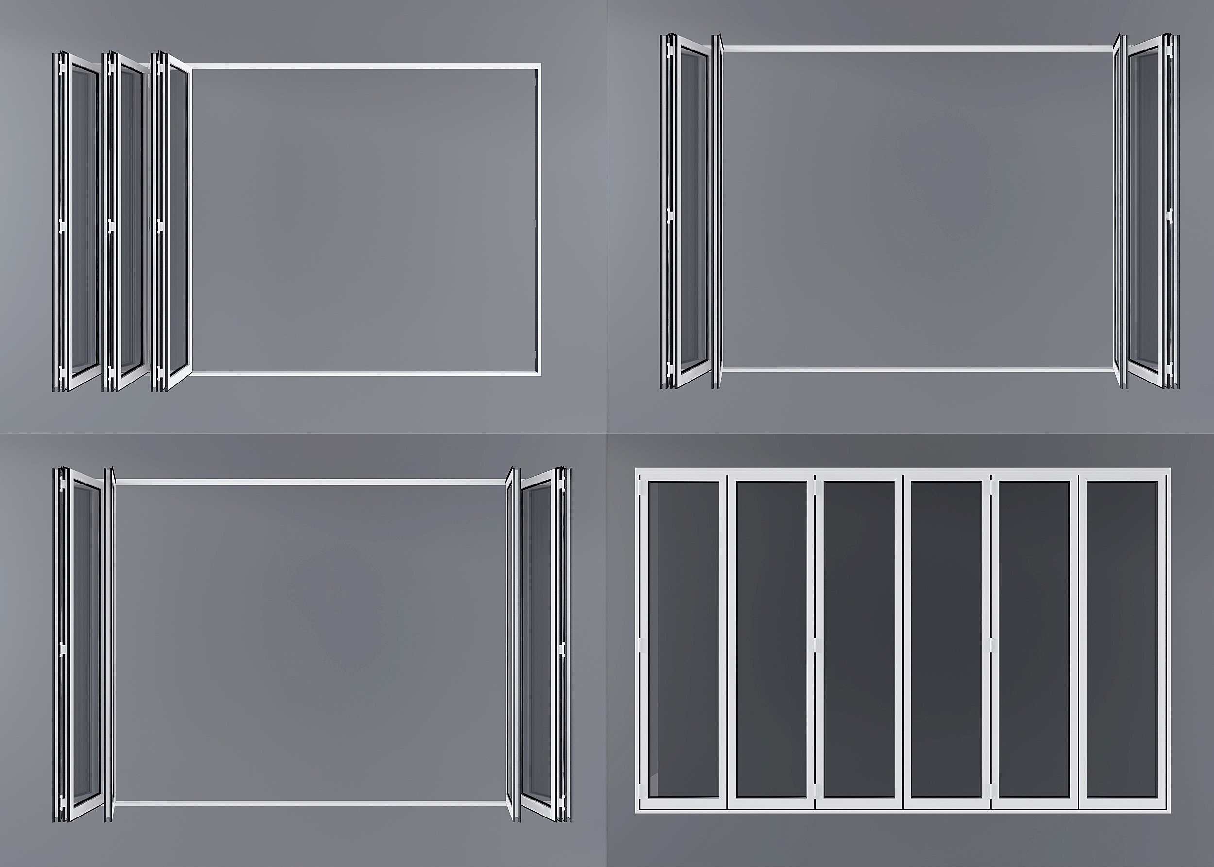 现代铝合金折叠门窗,隔断门,门3d模型下载