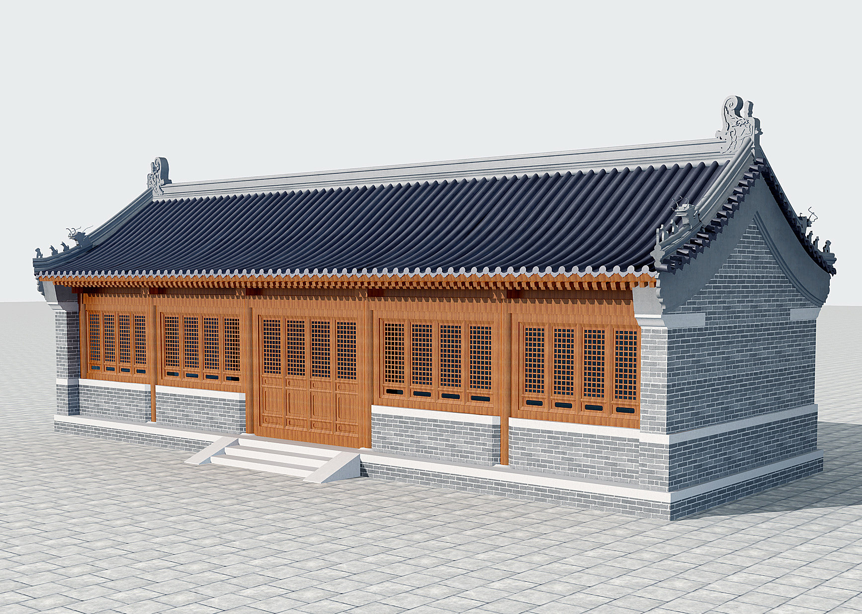 传统中式古建筑外观,中式建筑外观,3d模型下载