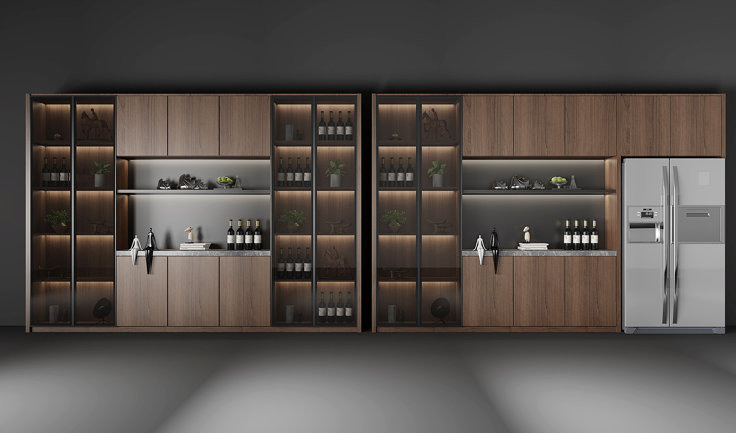 后现代酒柜,冰箱,酒柜,3d模型下载
