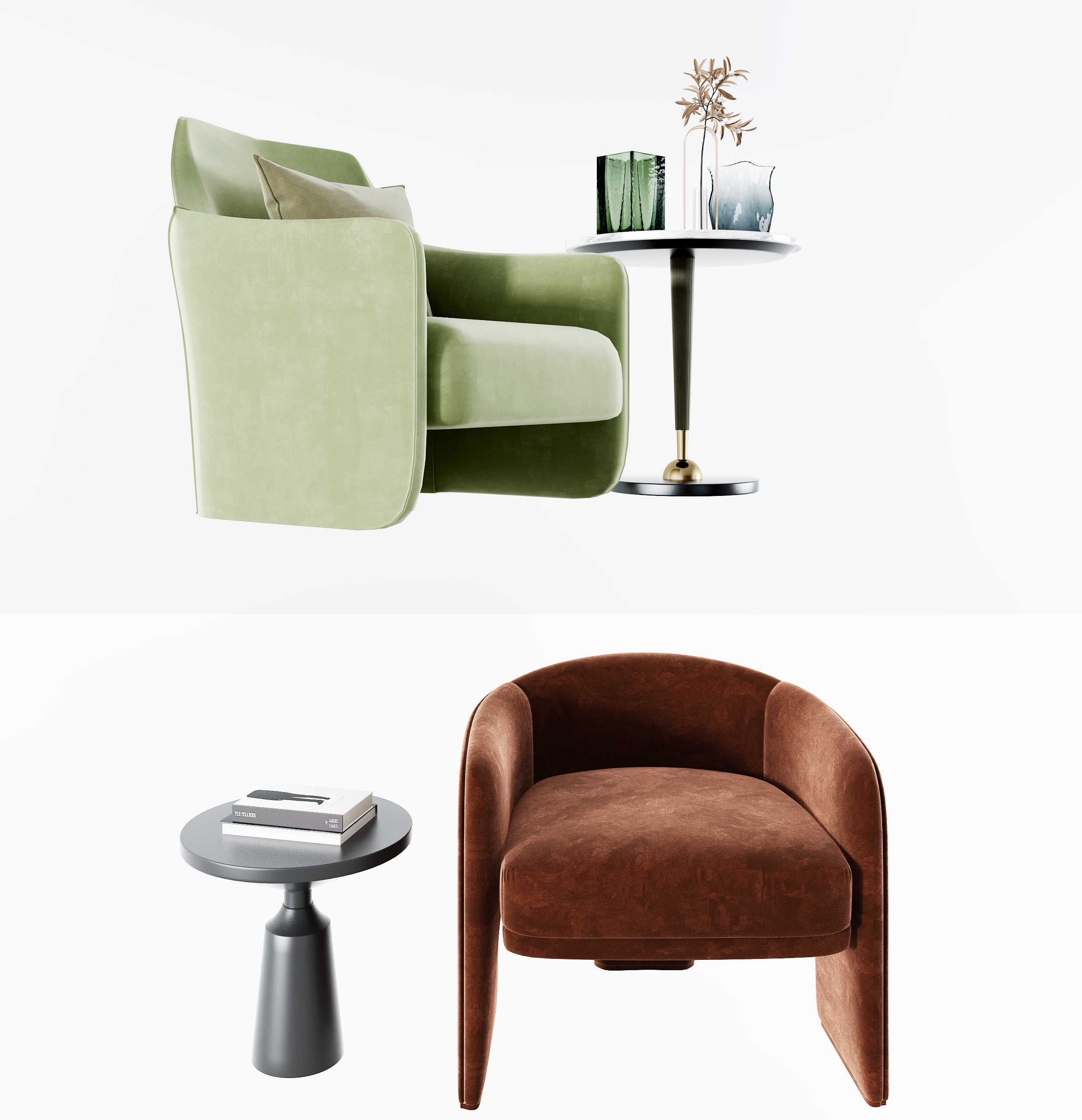 现代休闲椅,沙发椅,布艺绒面单椅3d模型下载