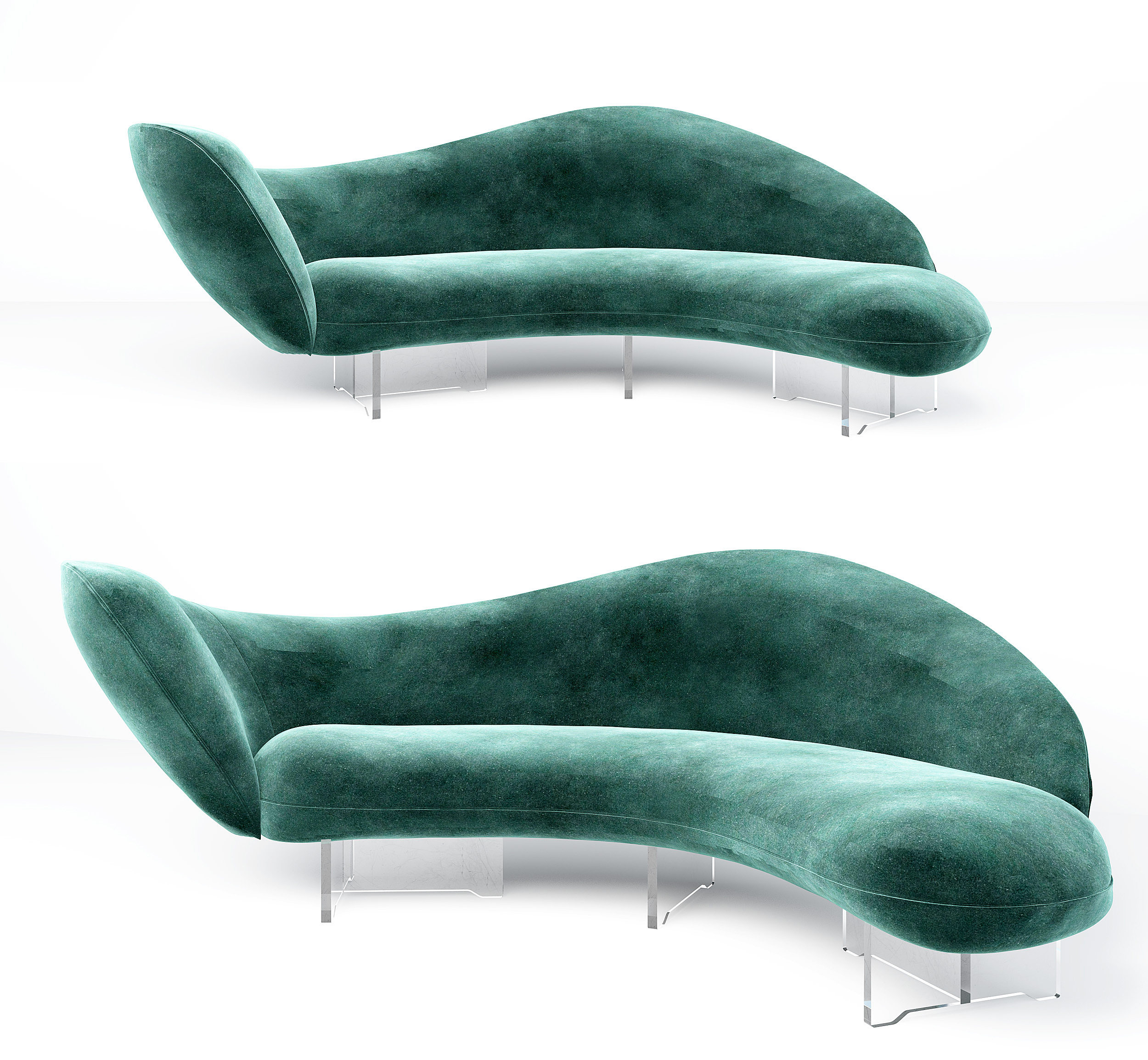 现代绒布弧形沙发,异形绒布沙发,沙发3d模型下载
