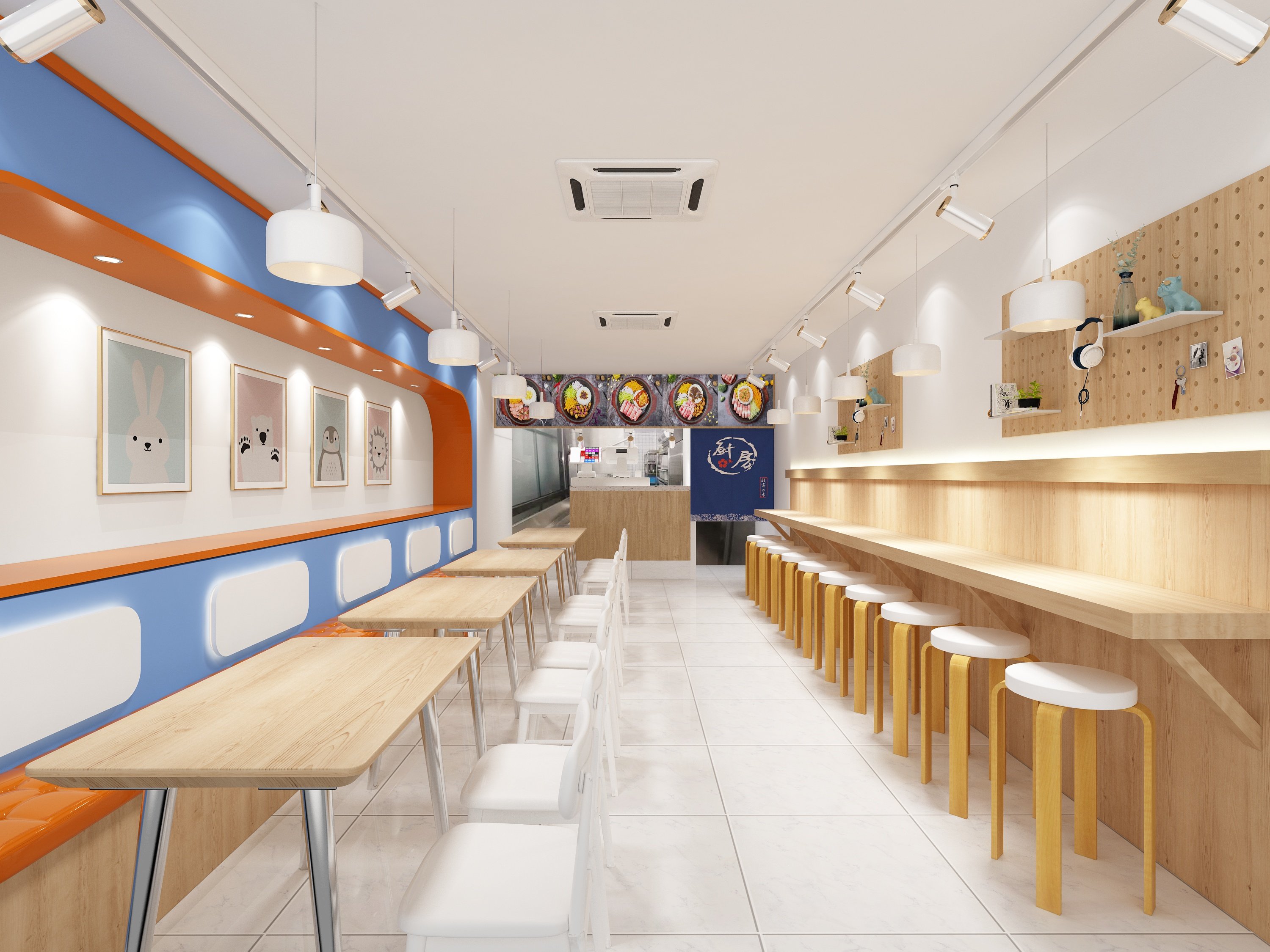 新中式餐馆快餐厅3d模型下载