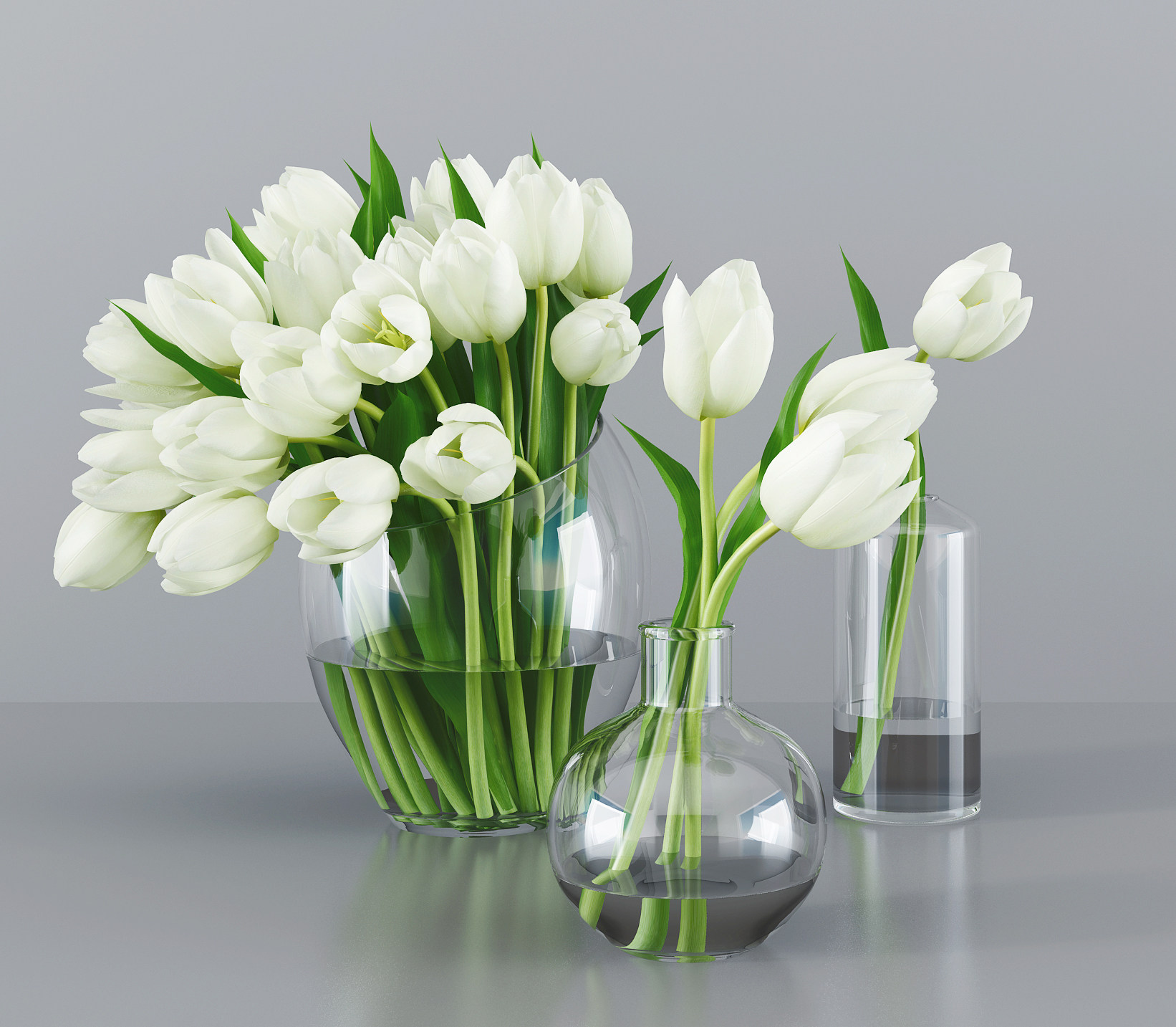 现代花艺玻璃花瓶摆件3d模型下载