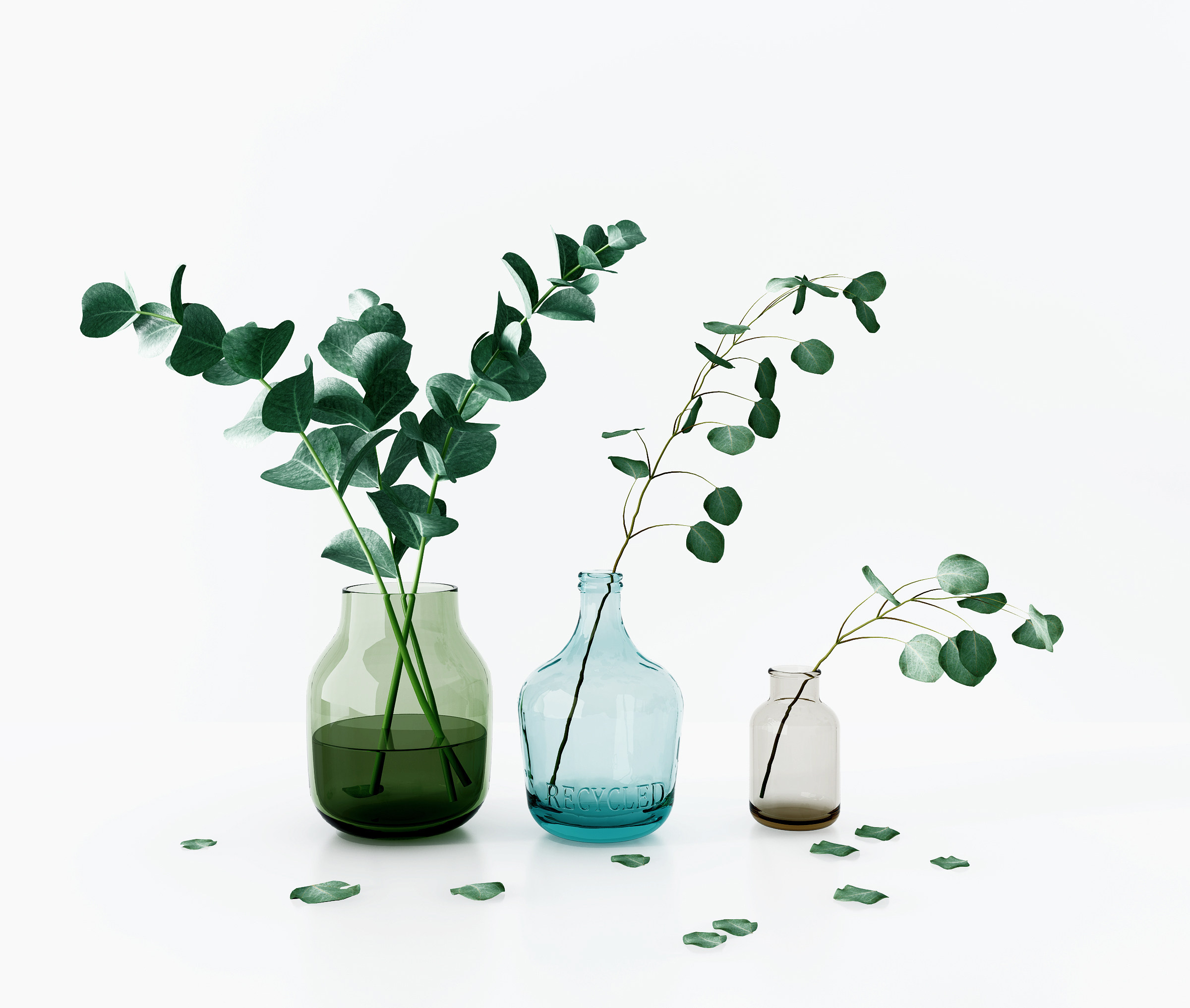 现代玻璃花瓶花艺组合3d模型下载