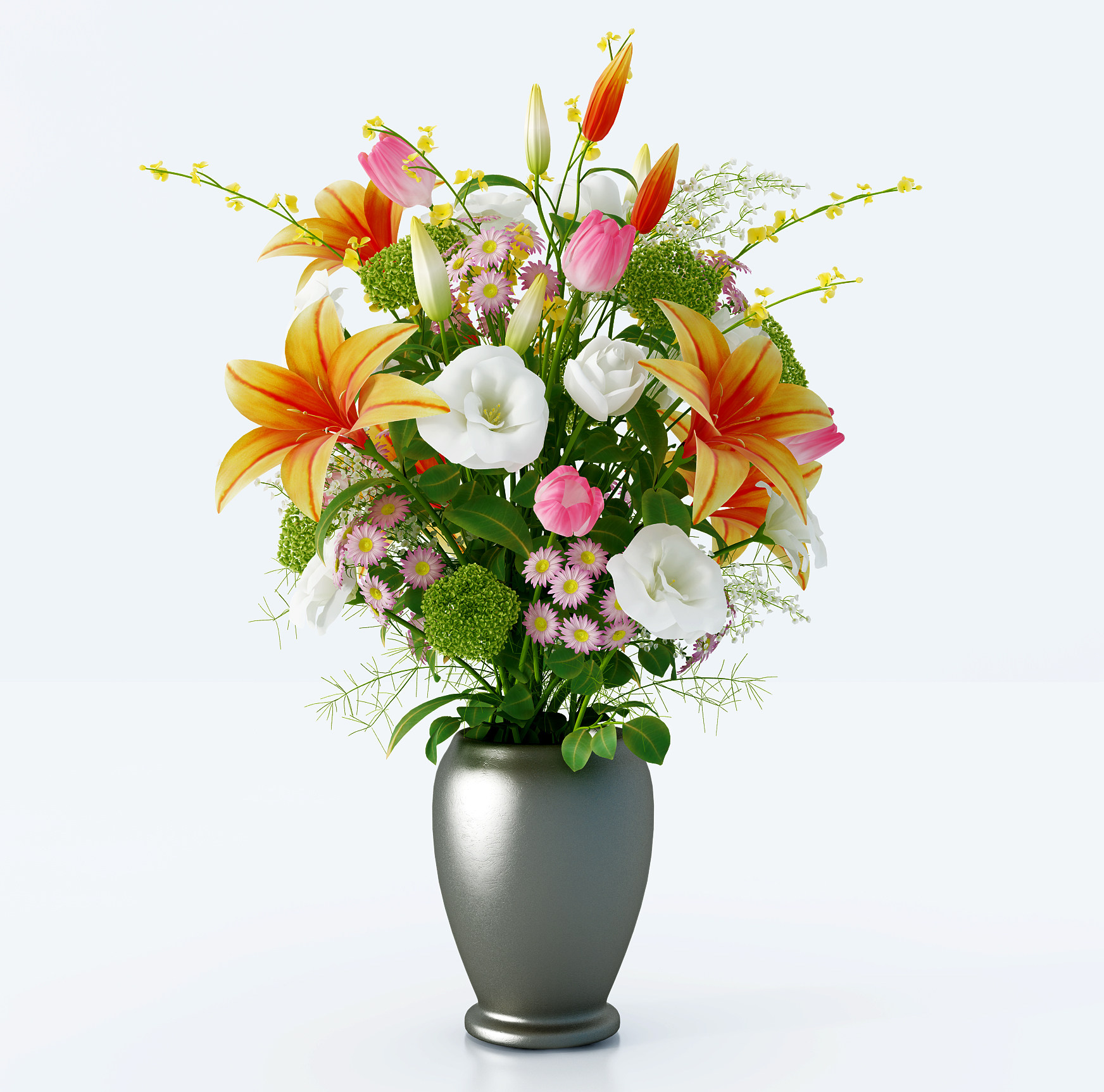 欧式花瓶花卉组合3d模型下载