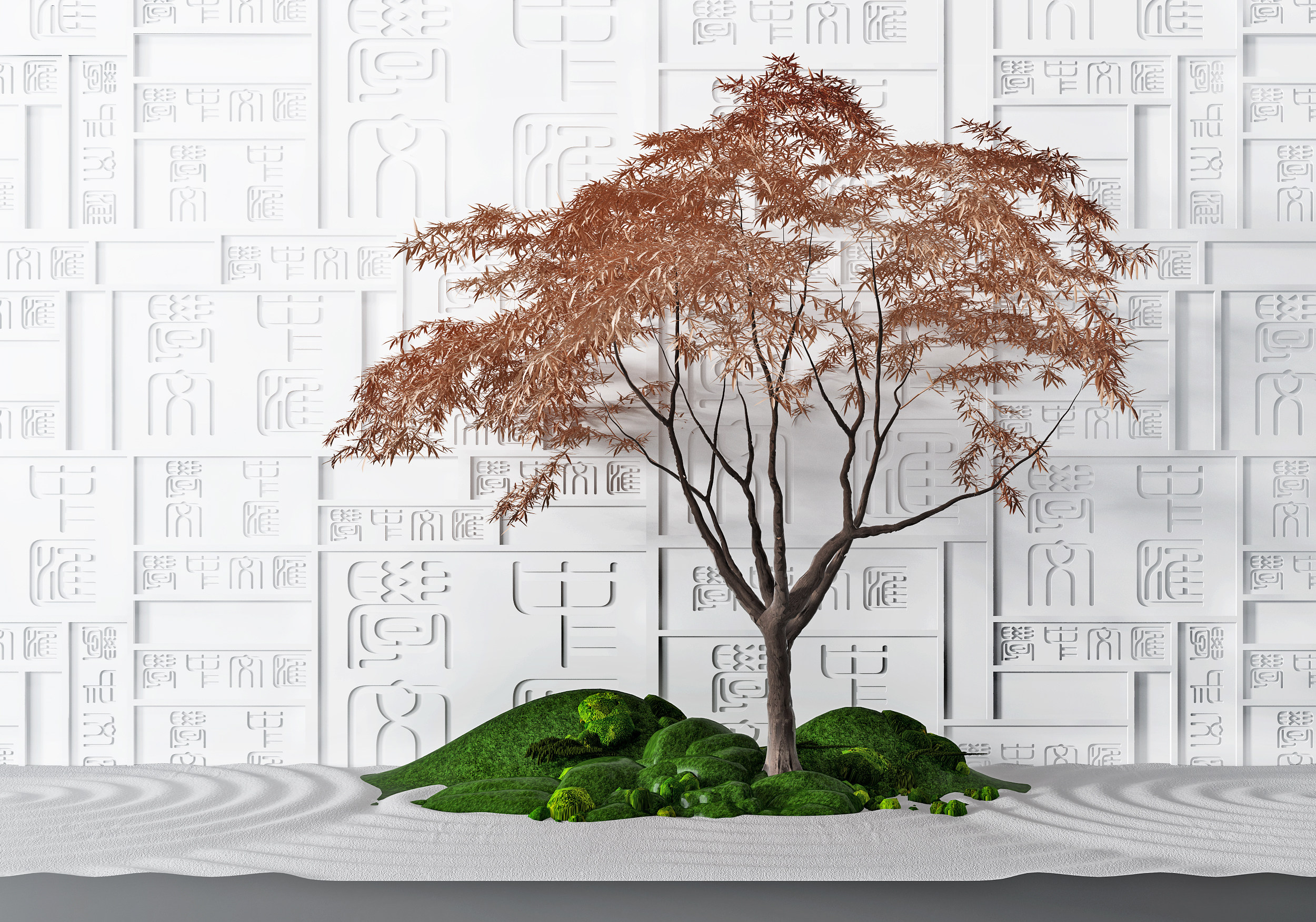 现代造型树,玄关造景小品3d模型下载