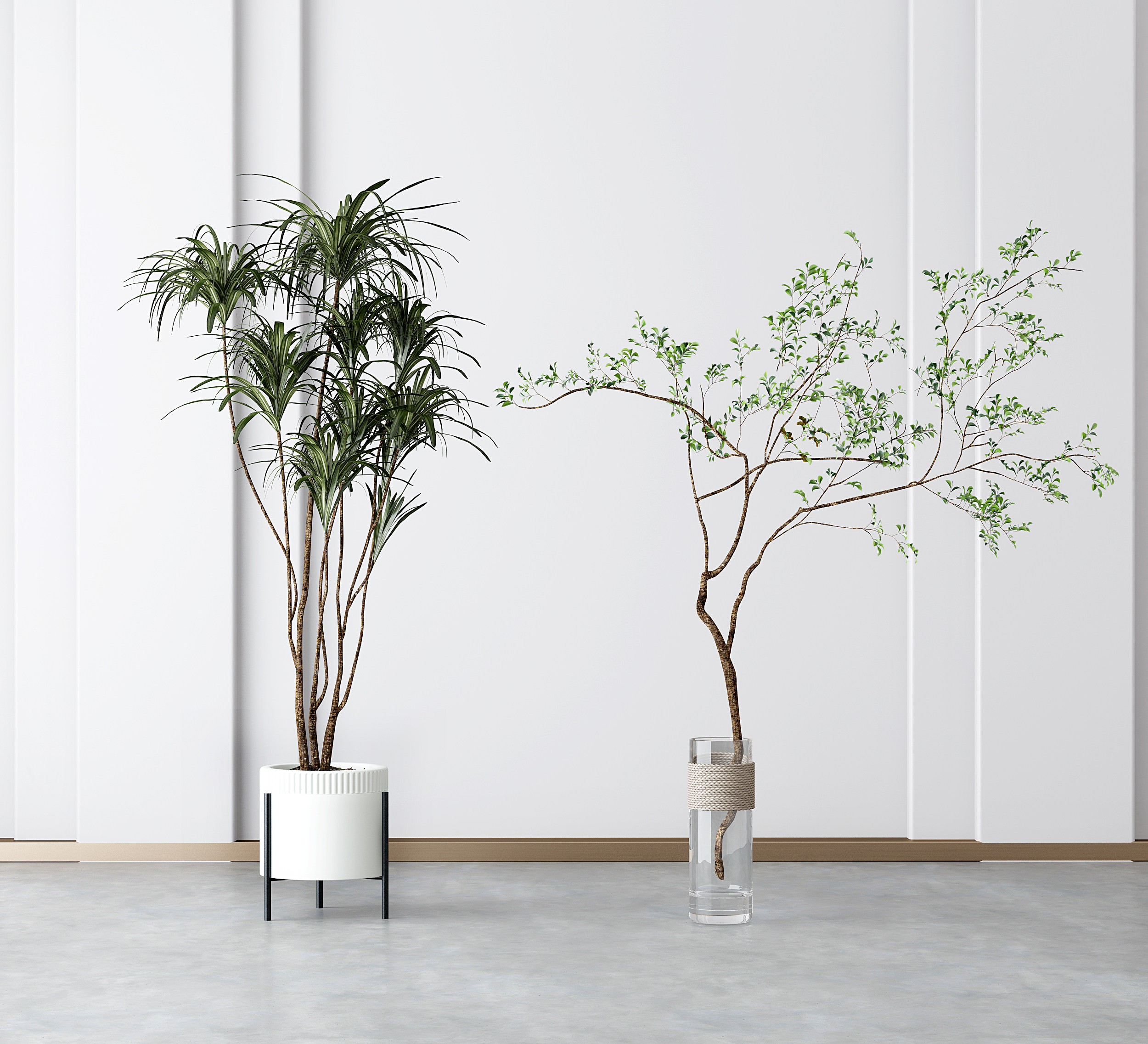 现代植物盆栽组合3d模型下载