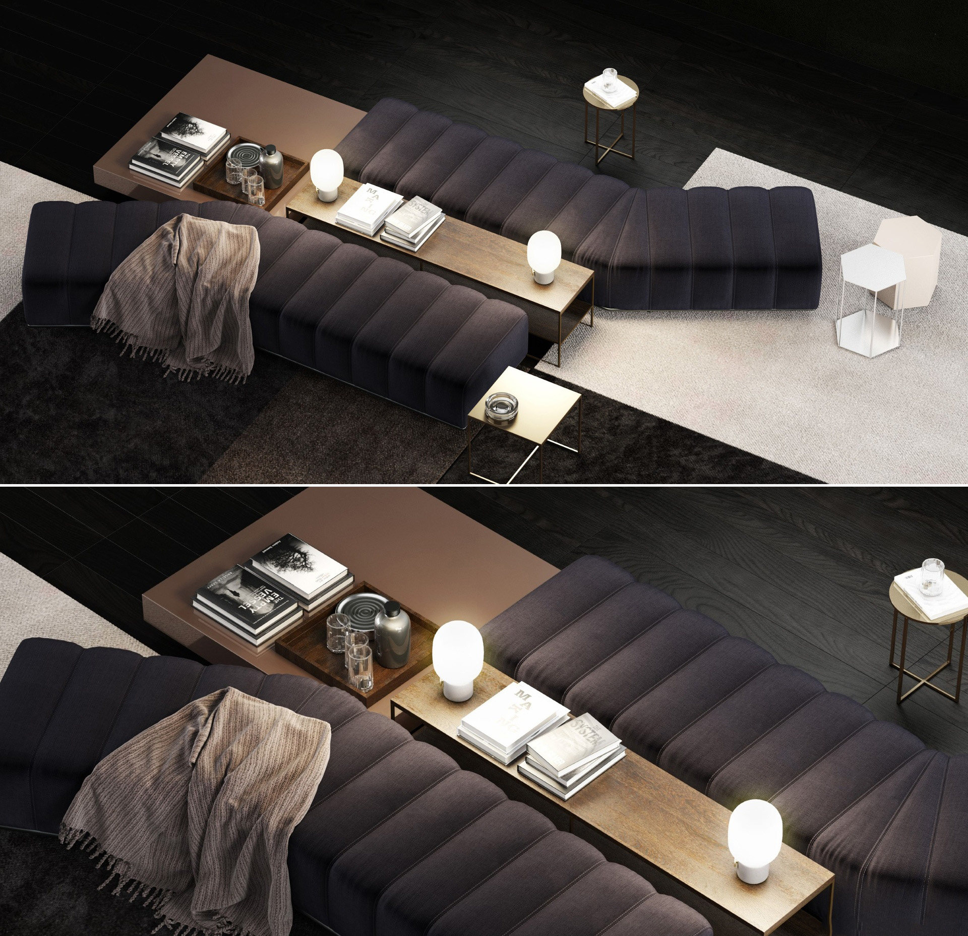 Minotti 现代沙发凳茶几组合3d模型下载