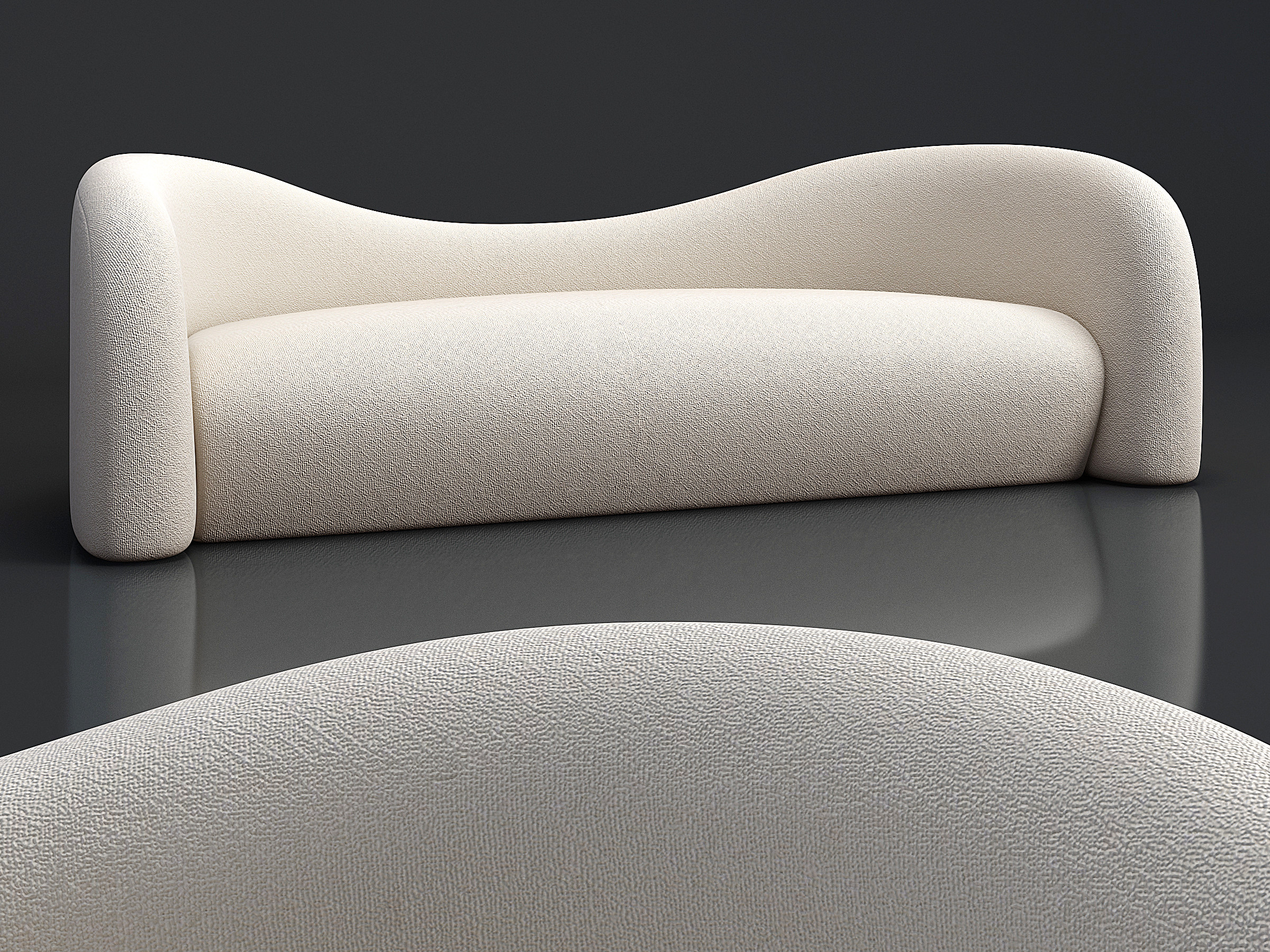 现代绒布异形双人沙发3d模型下载