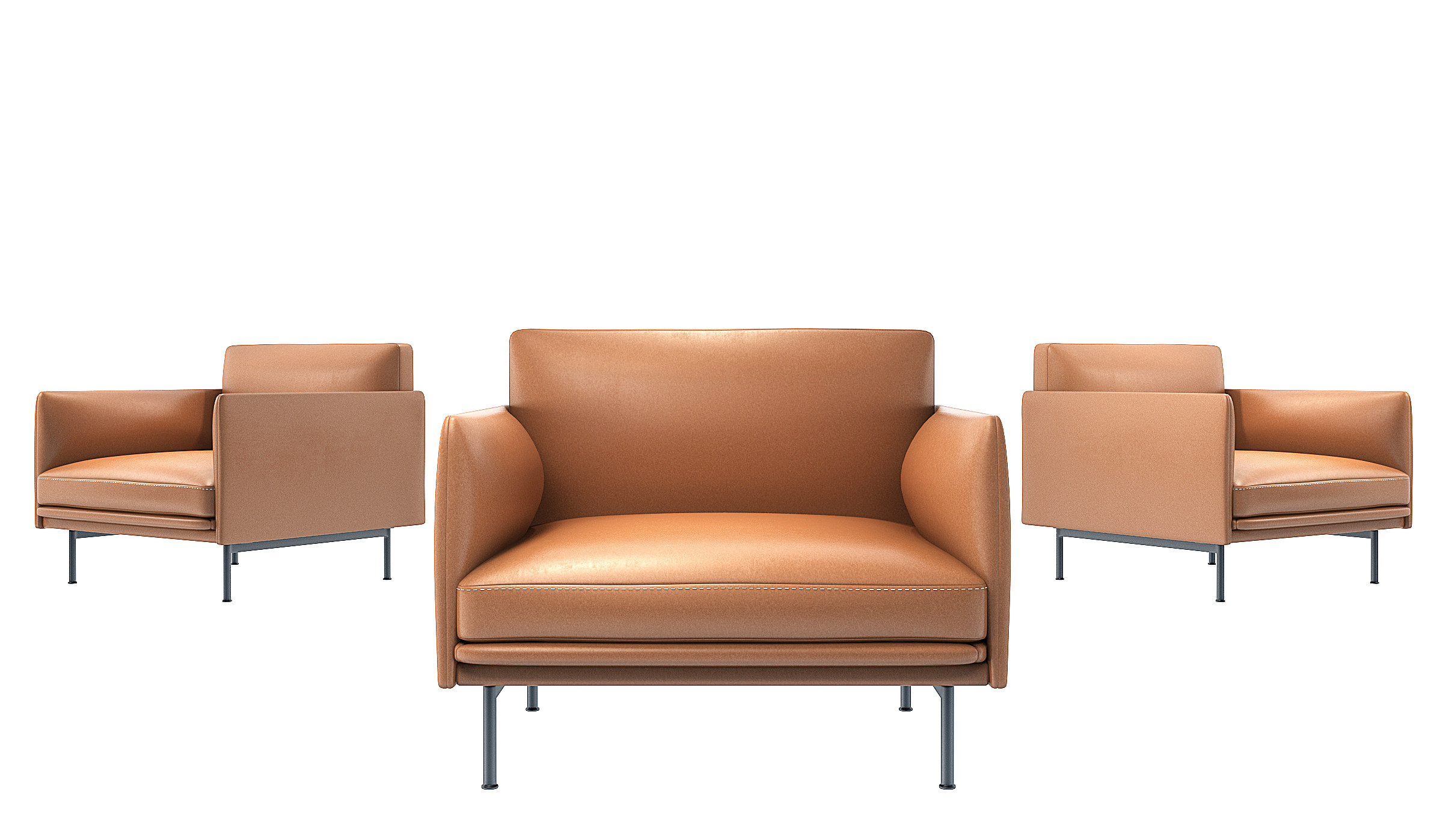 现代单人皮质皮革单人沙发3d模型下载