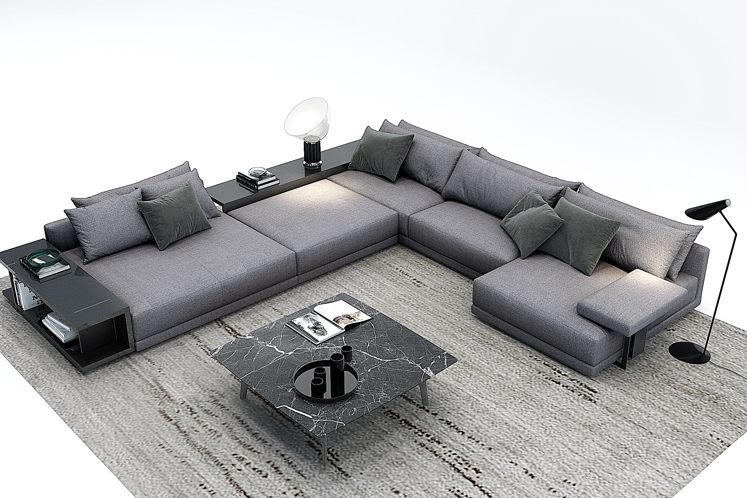 现代布艺拐角沙发、L形沙发3d模型下载