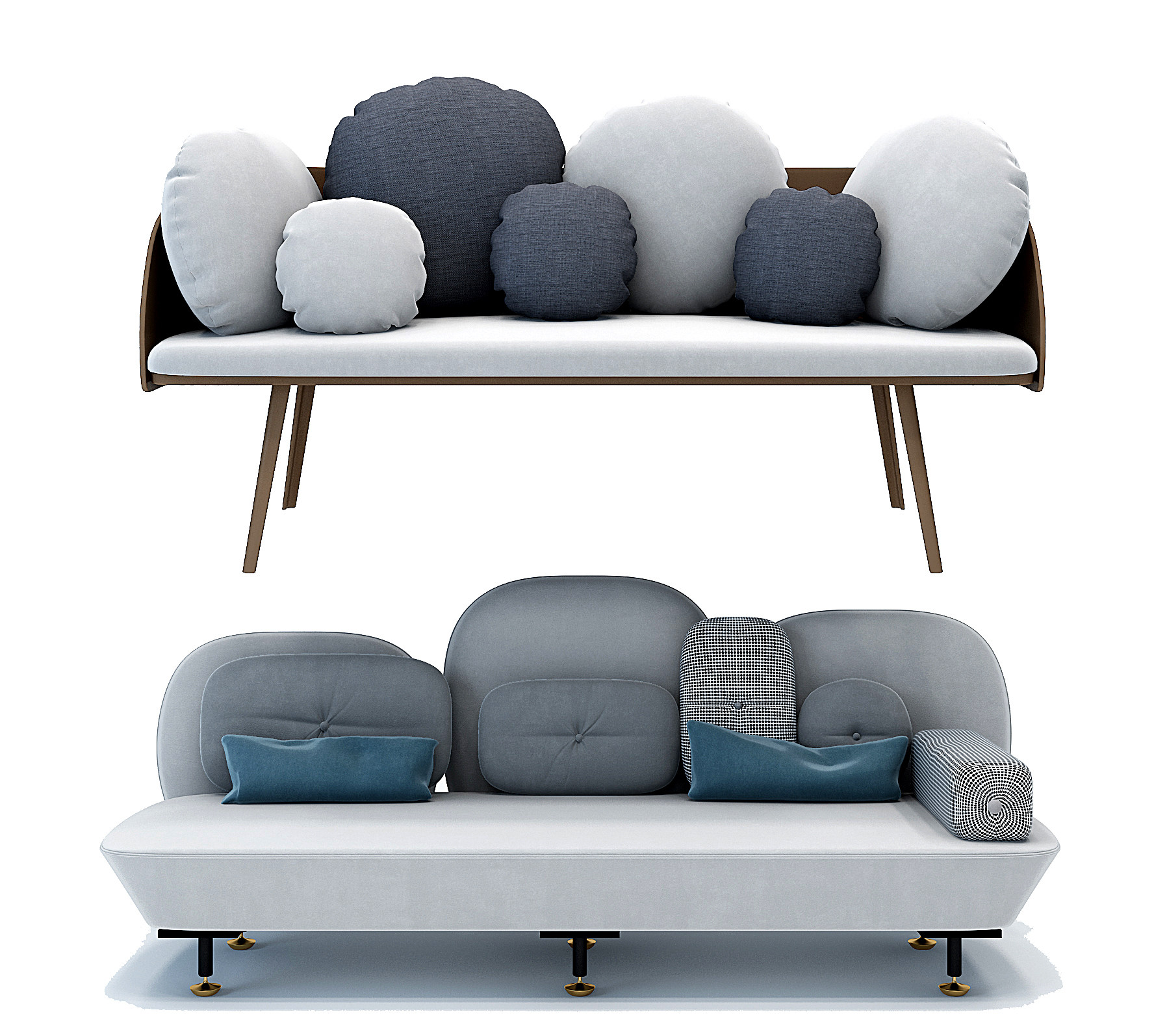 现代休闲异形双人沙发3d模型下载