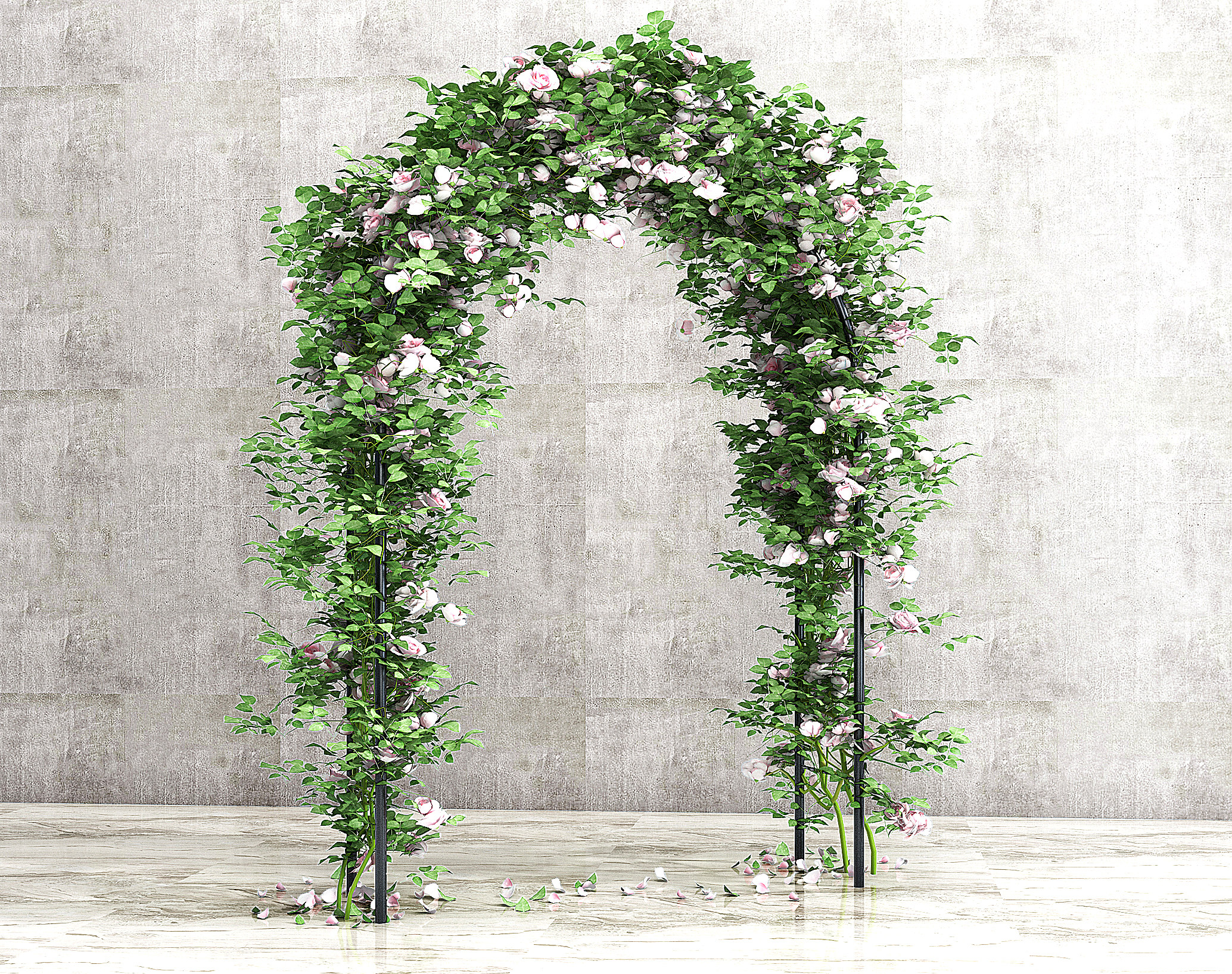 现代拱形门植物花架，花门，藤蔓绿植3d模型下载