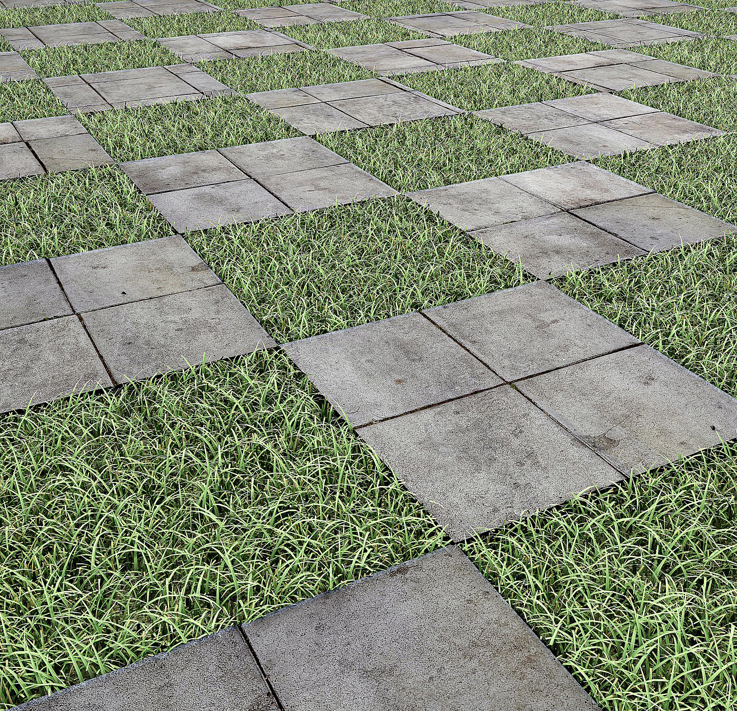 现代草坪，草图草坪砖3d模型下载