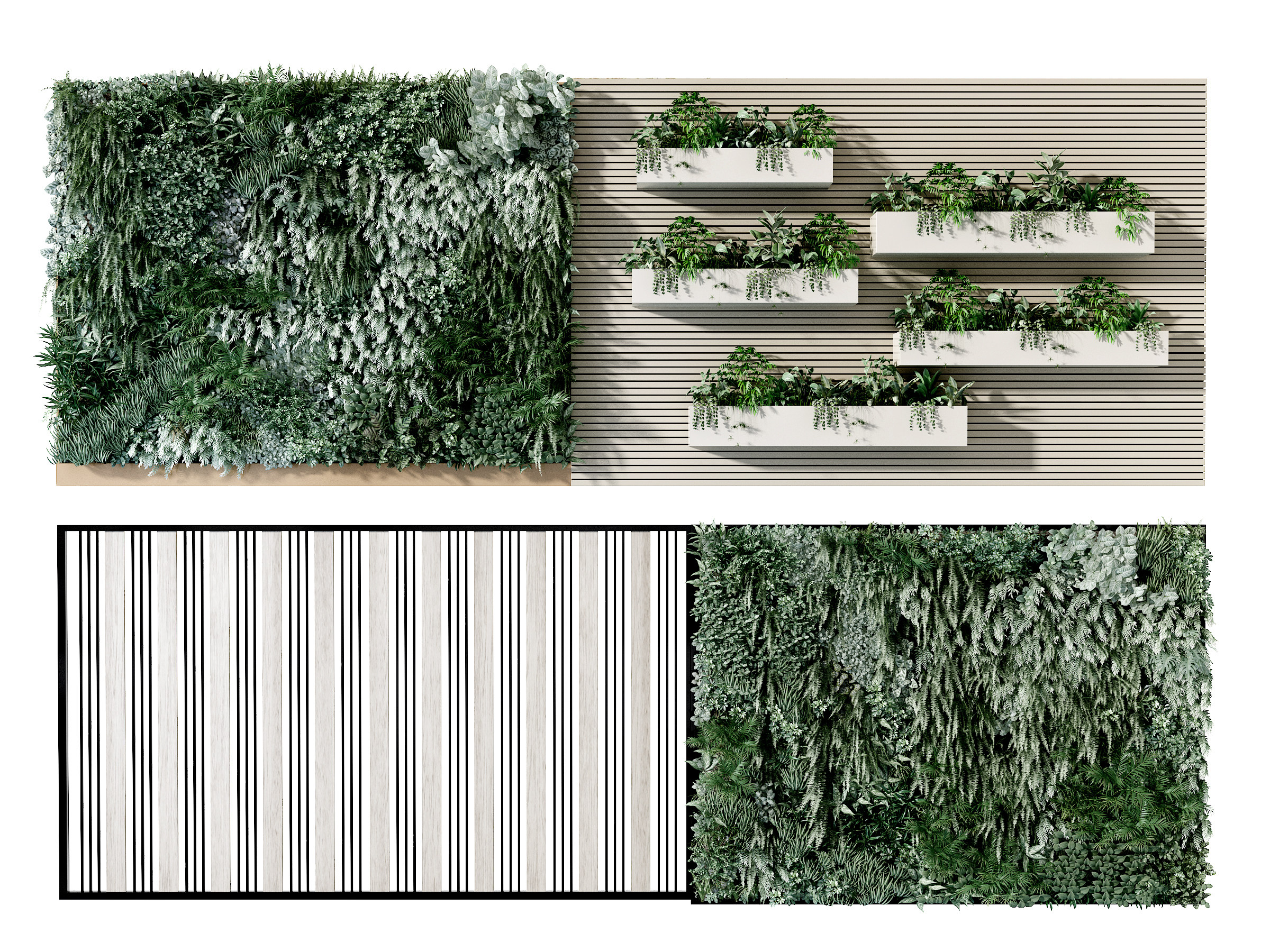 现在植物墙，绿植墙，花槽3d模型下载