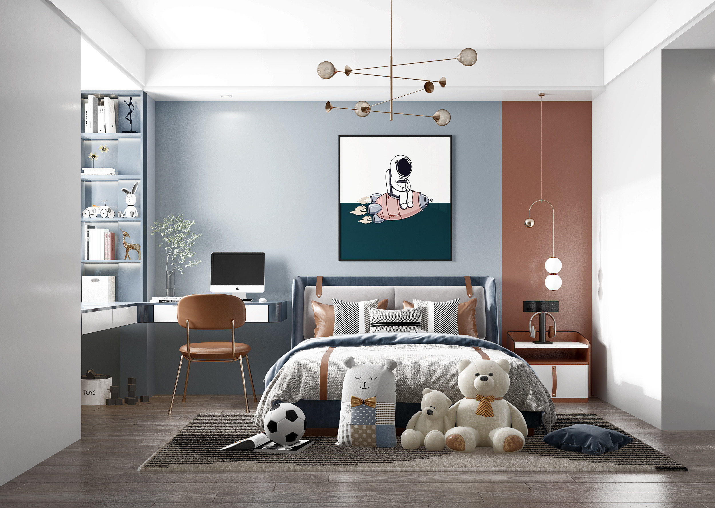 现代男孩房,卧室3d模型下载