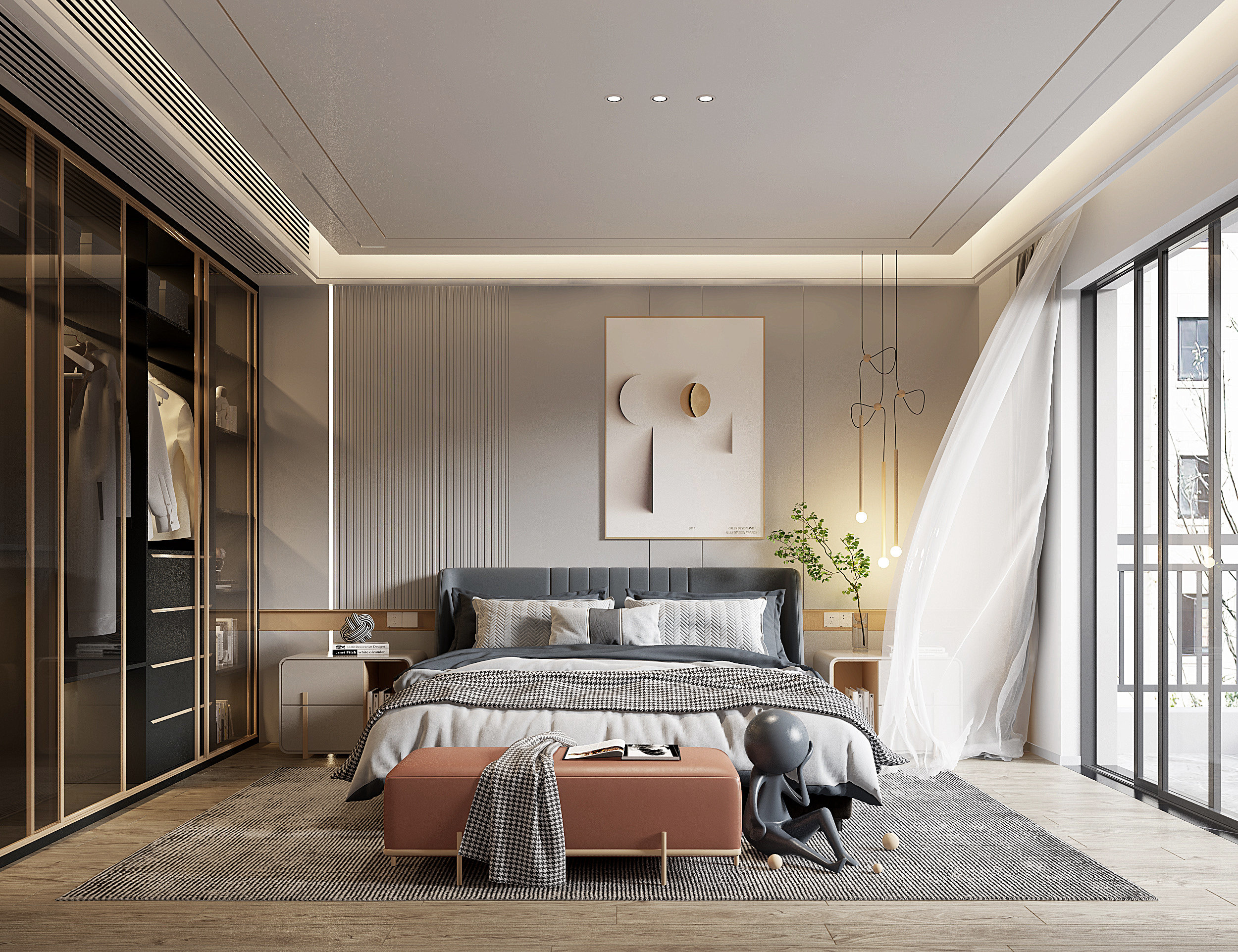 现代轻奢卧室,3d模型下载