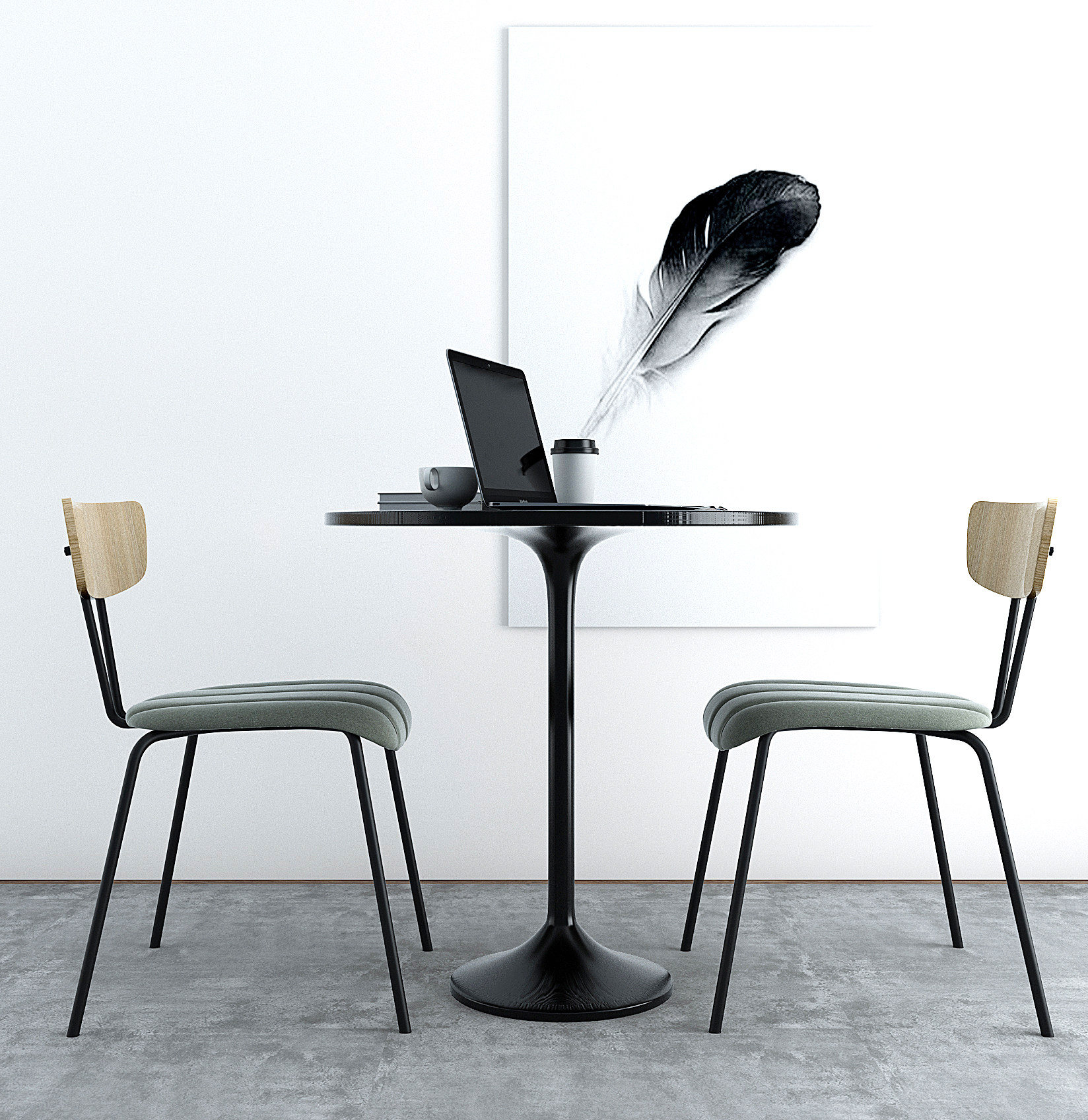 现代餐椅，小圆桌3d模型下载