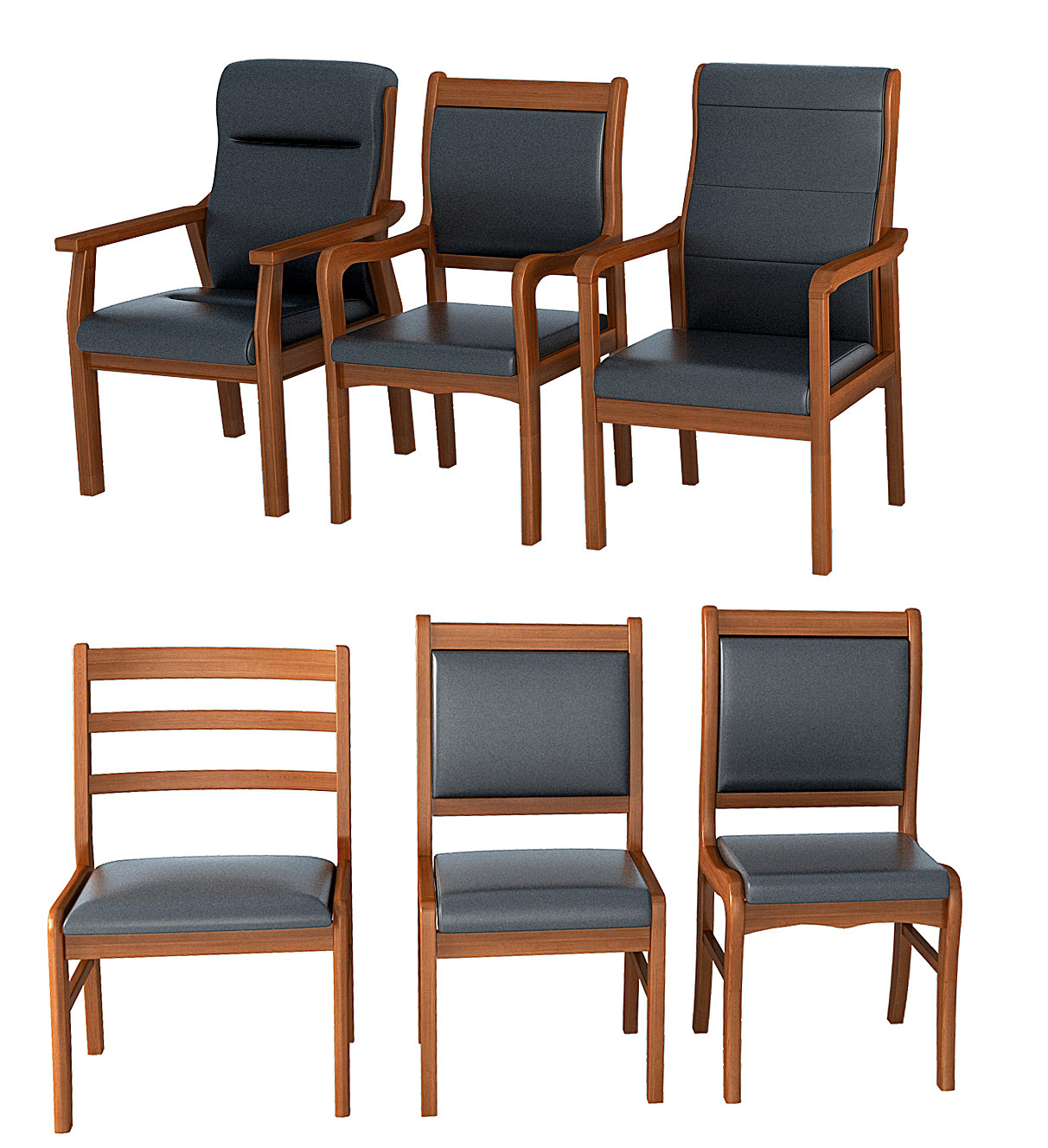 现代皮革培训椅会议椅3d模型下载