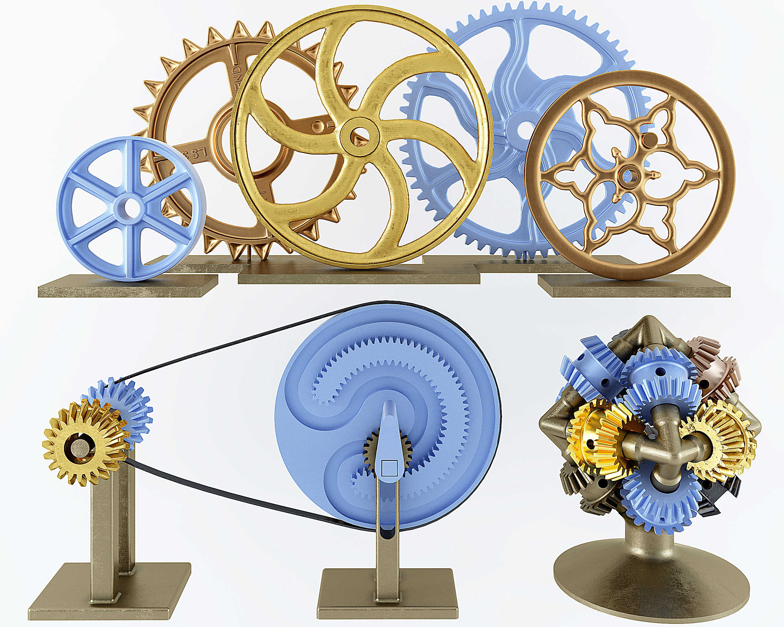 工业风齿轮 创意摆件,工艺品3d模型下载