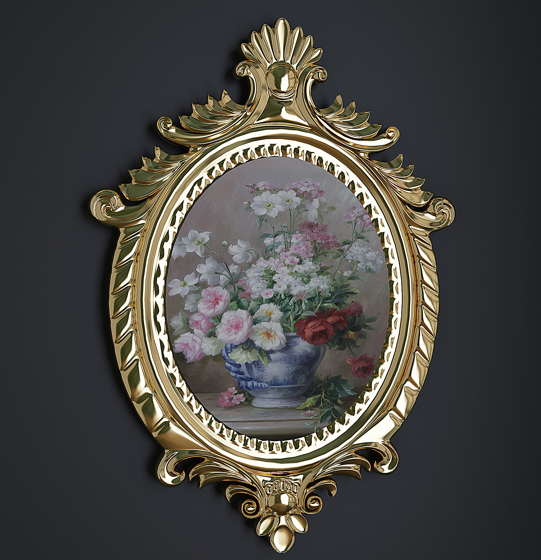 欧式古典雕花雕花镜子,镜子相框画框3d模型下载