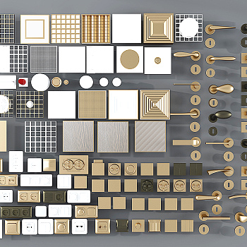 现代五金,开关,拉手,出风口 换气扇，地漏插座，烟感喷淋(1)3d模型下载