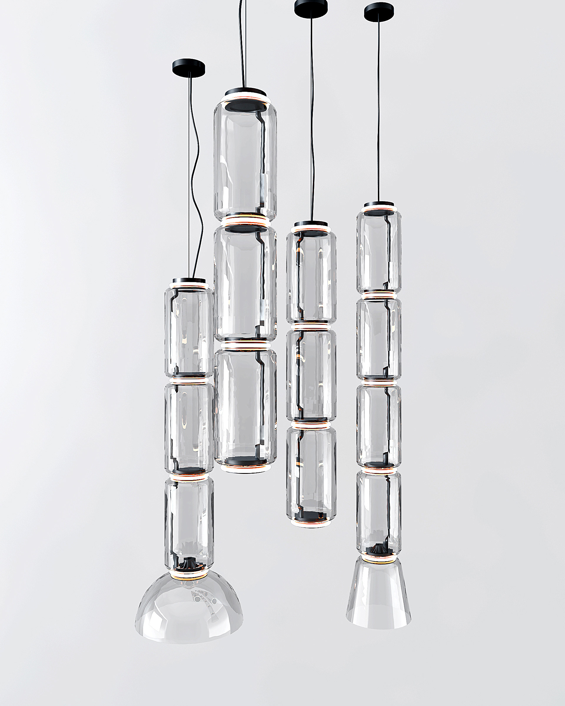 现代玻璃管状吊灯3d模型下载