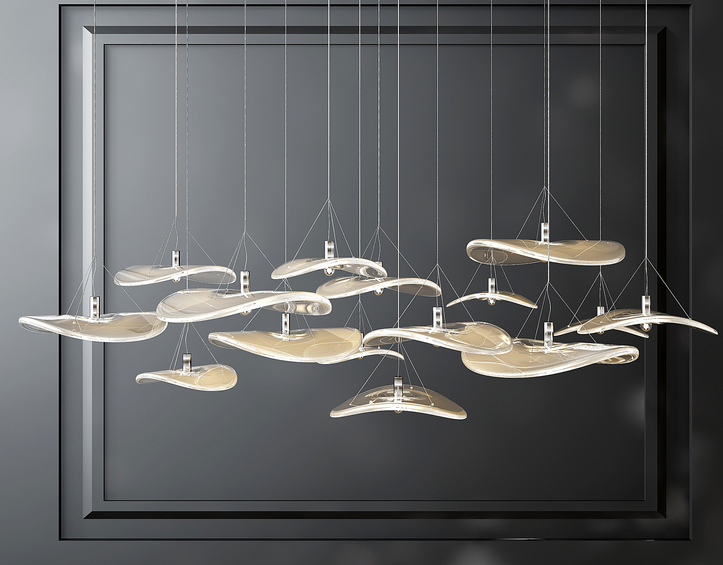 意大利 Terzani 现代玻璃吊灯,3d模型下载