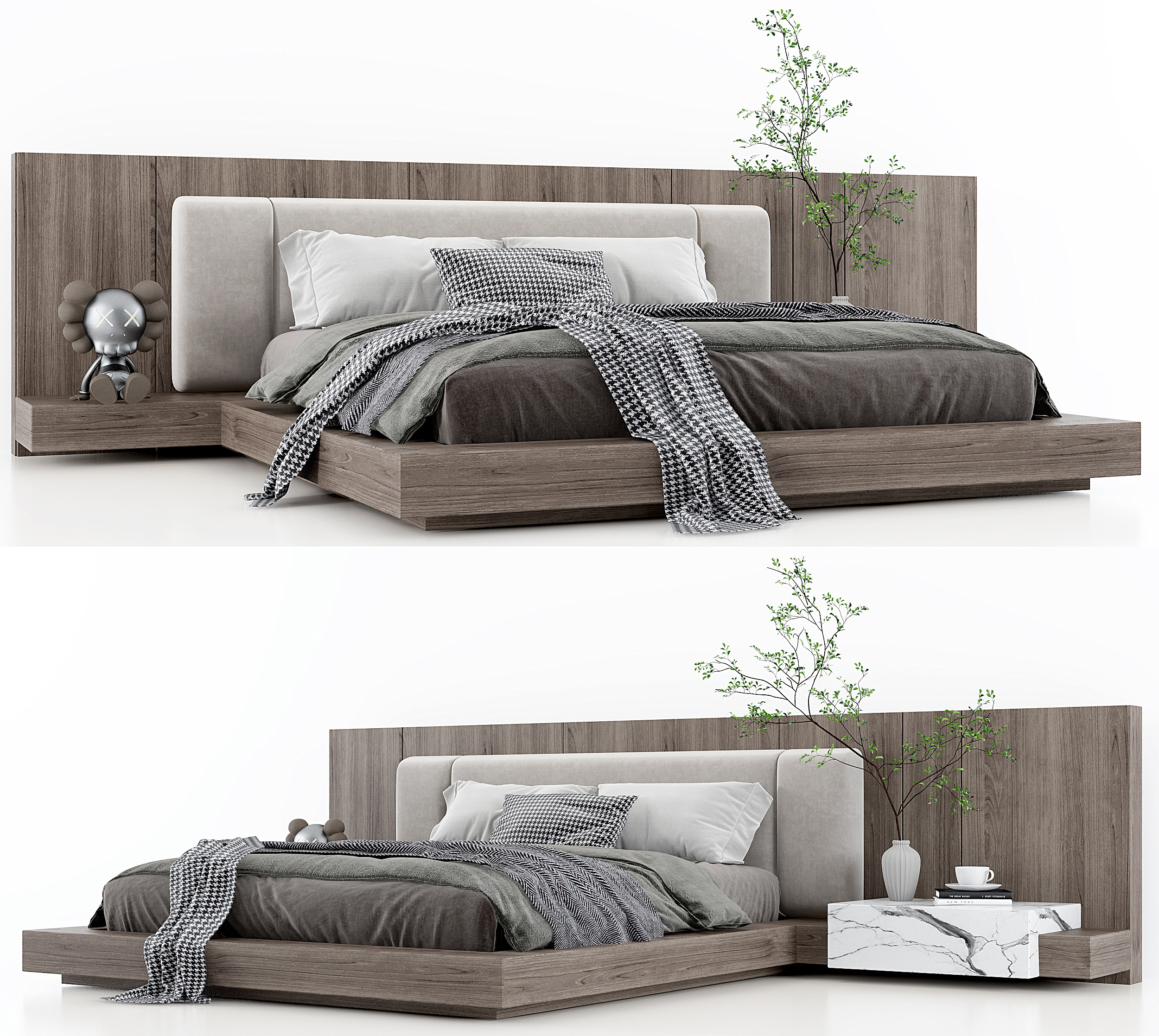 现代双人床,床具 (1)3d模型下载