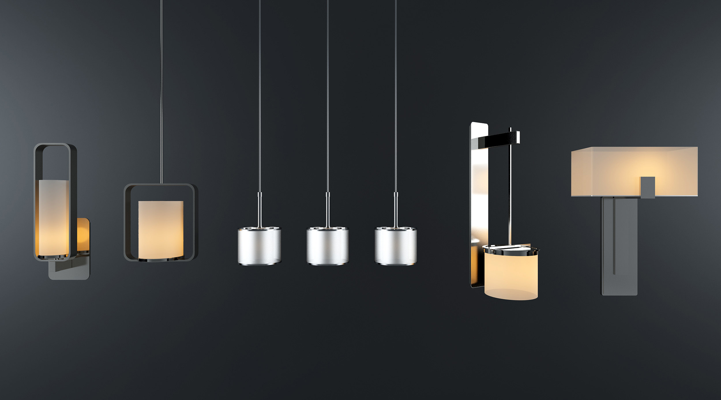 新中式灯具组合,吊灯,壁灯 (1)3d模型下载