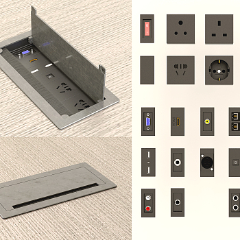现代电源插座3d模型下载