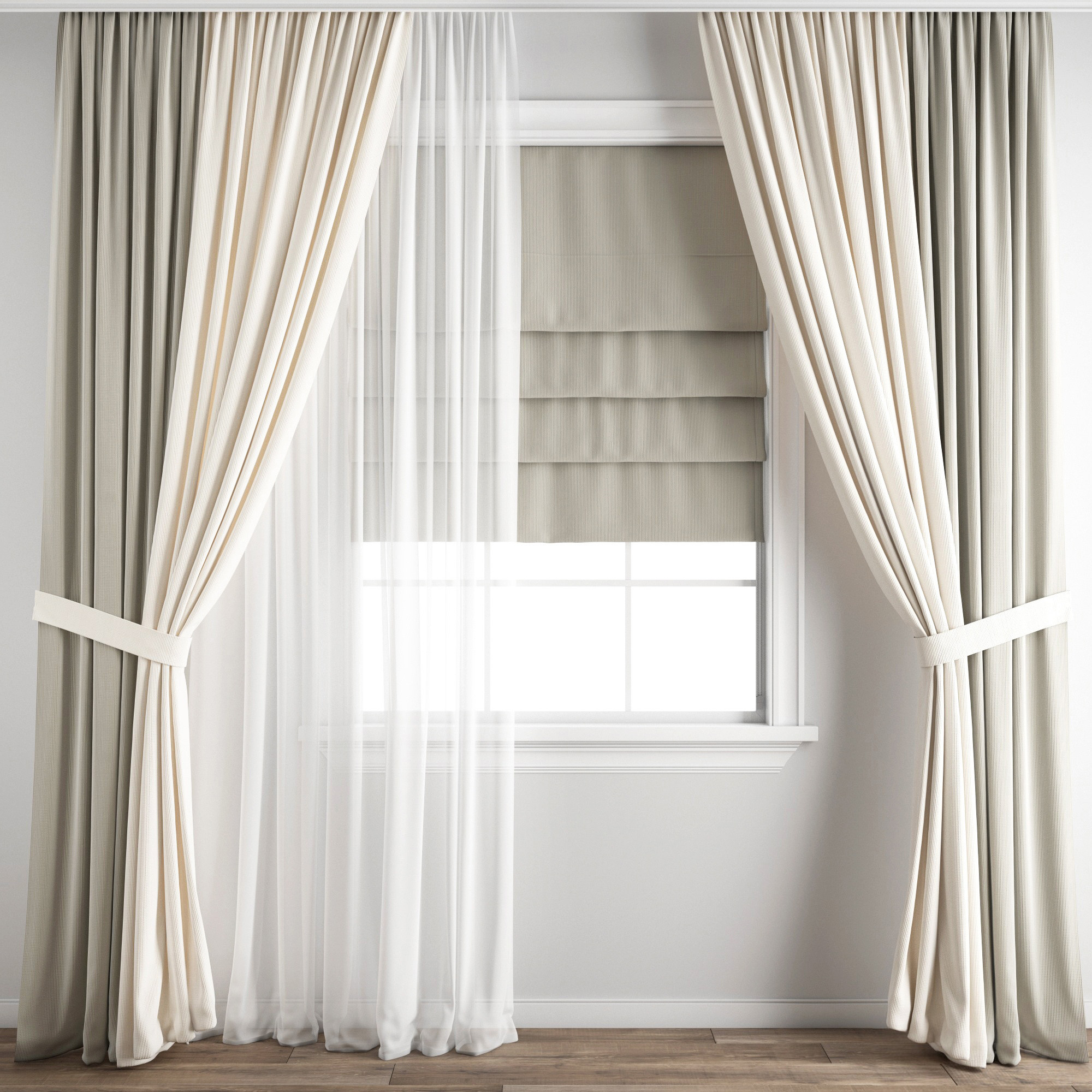 现代窗帘窗纱3d模型下载