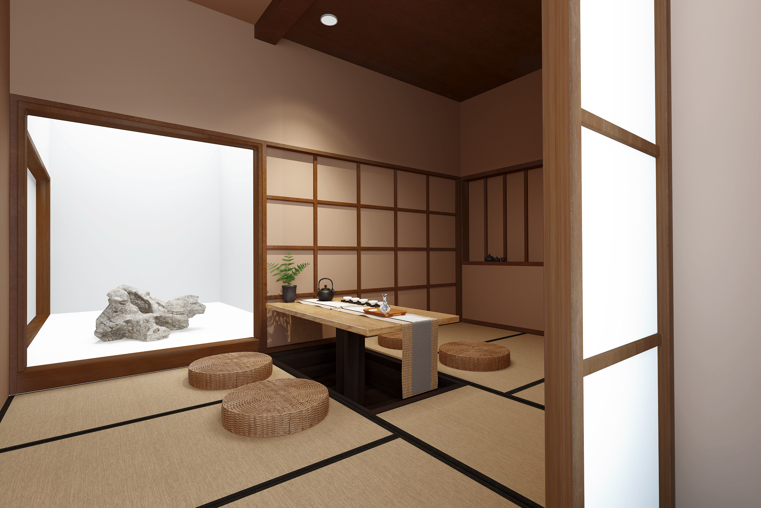 新中式茶室 3d模型下载