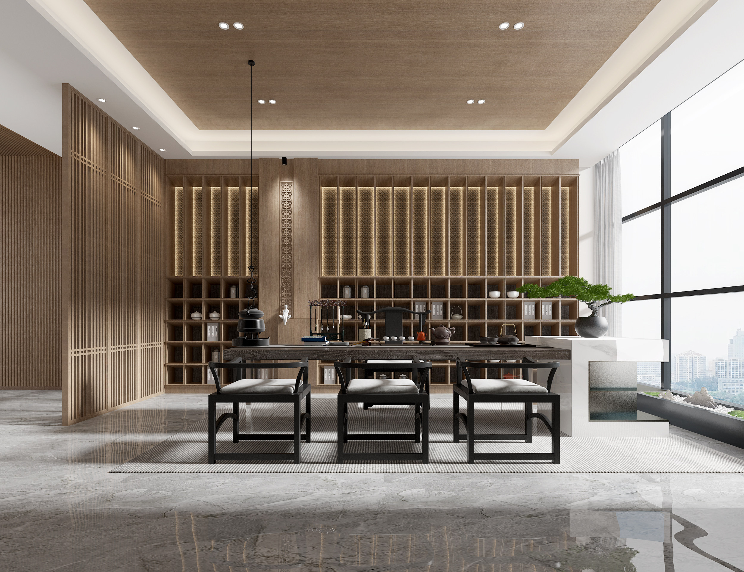 新中式茶室3d模型下载
