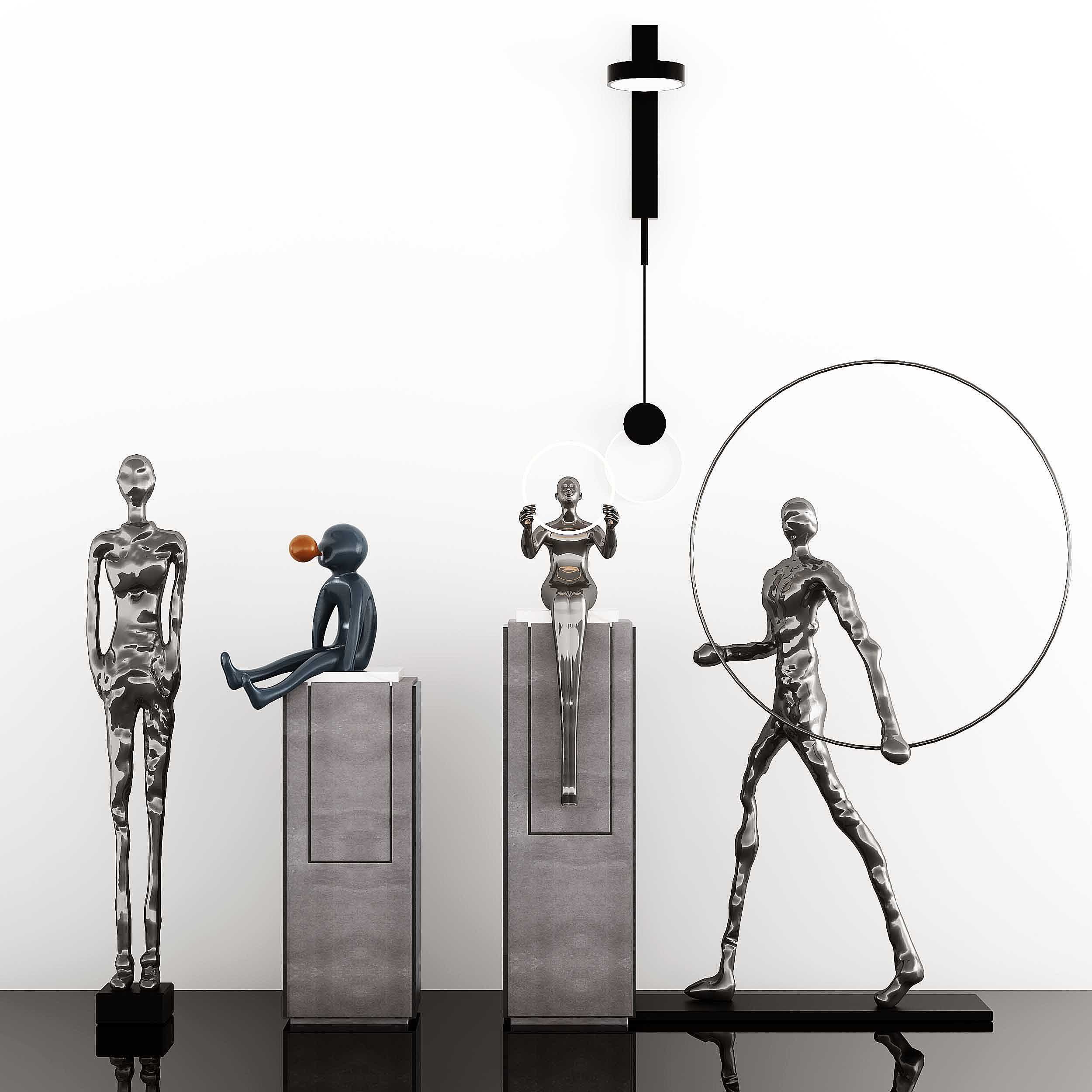 现代抽象金属人物雕塑 摆件 3d模型下载