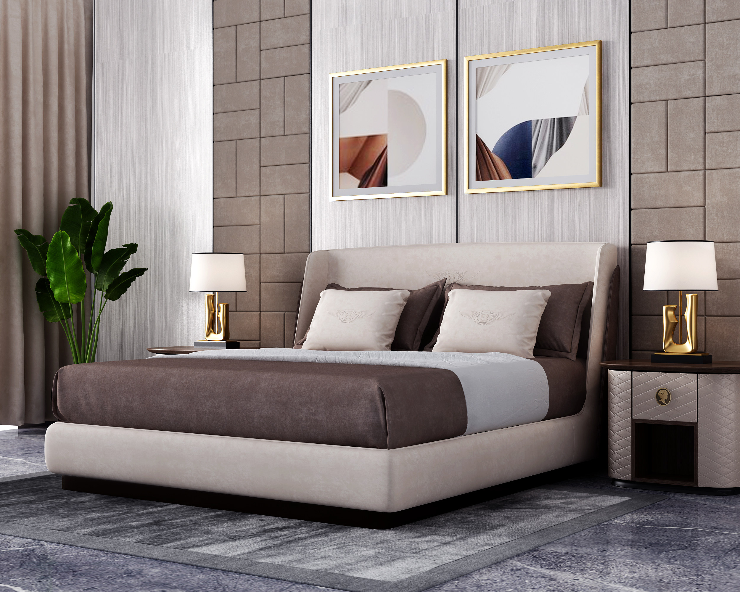 新古典卧室双人床3d模型下载