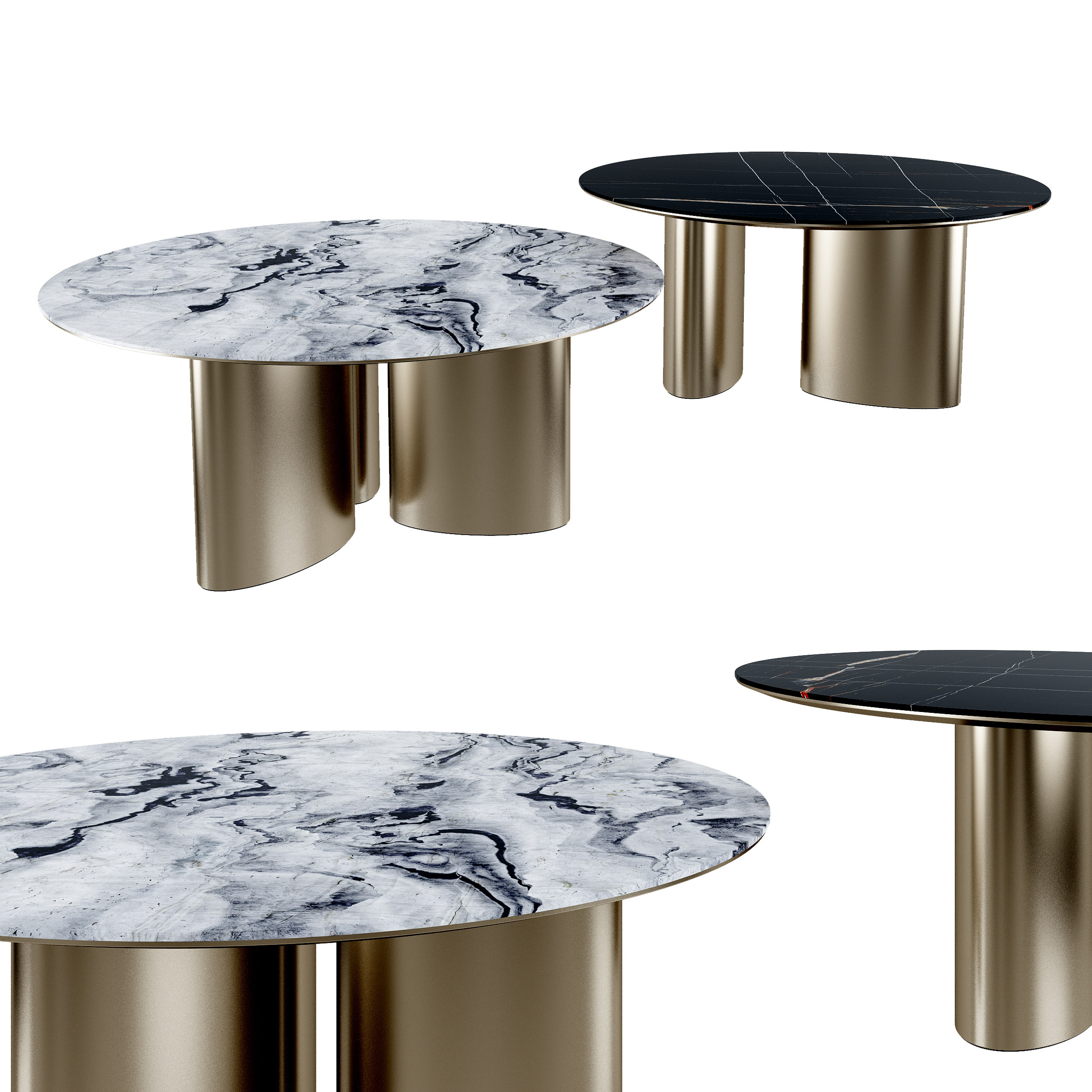 现代圆形大理石金属餐桌 3d模型下载