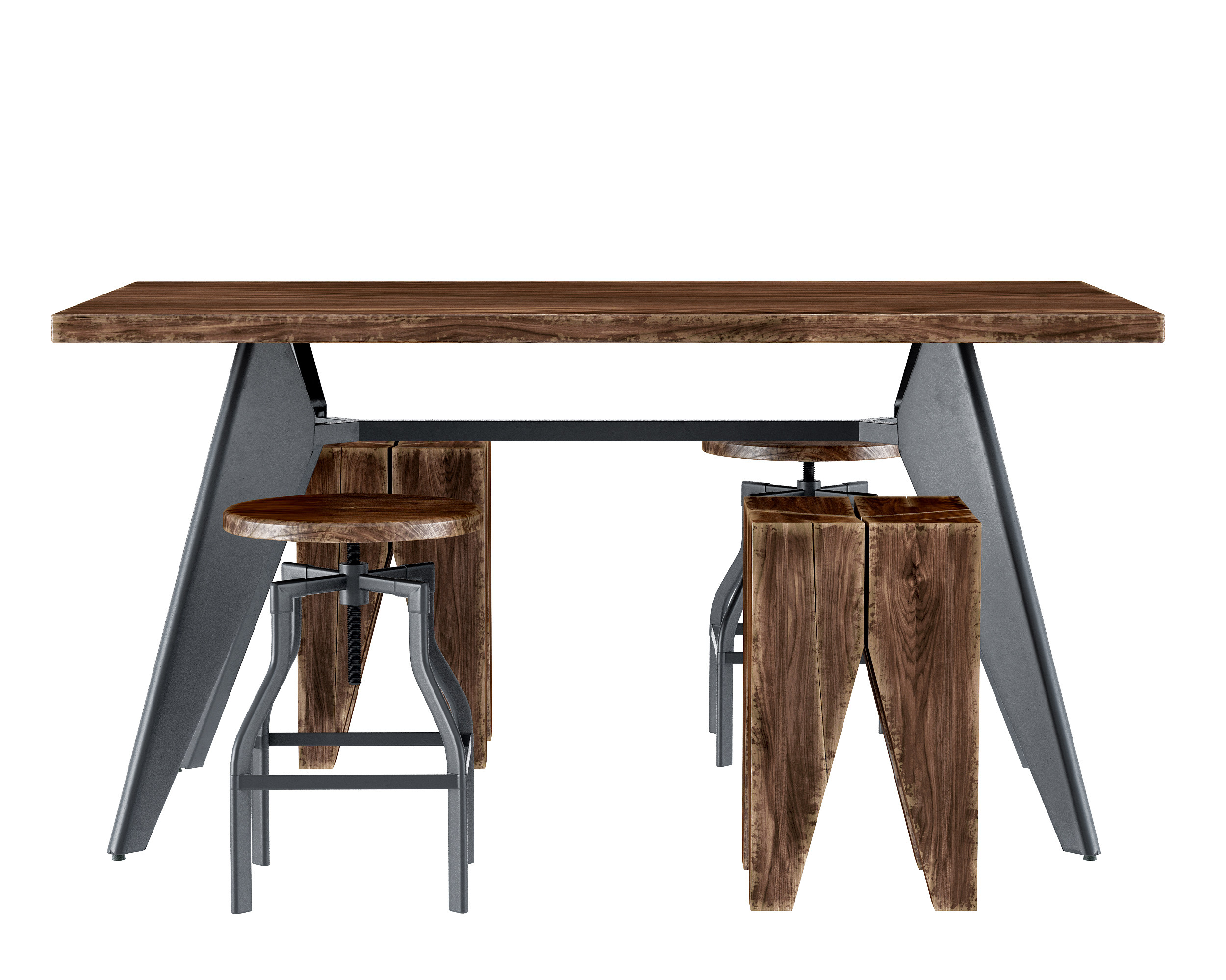 工业风loft餐桌凳 3d模型下载