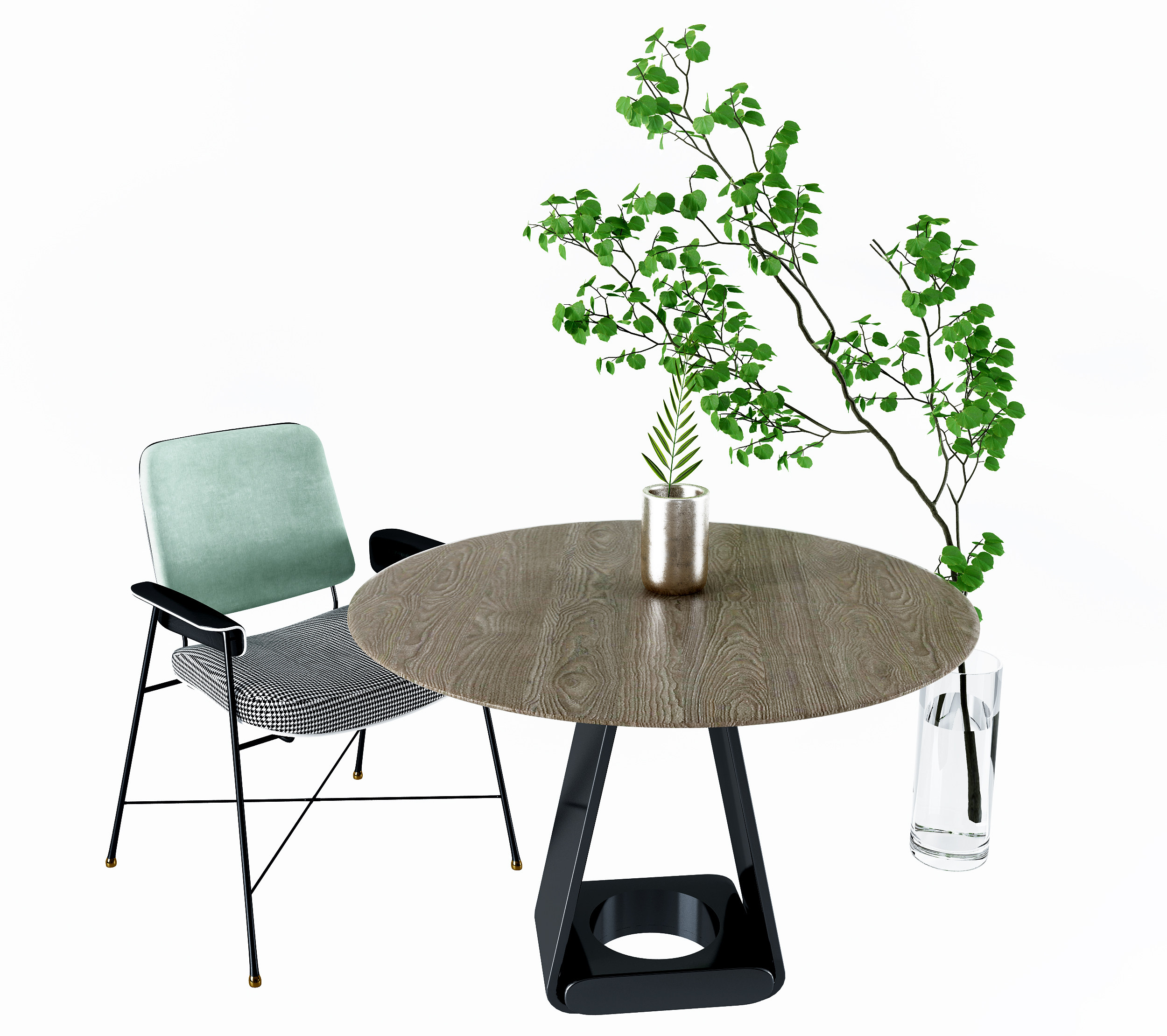 现代圆形餐桌椅 3d模型下载