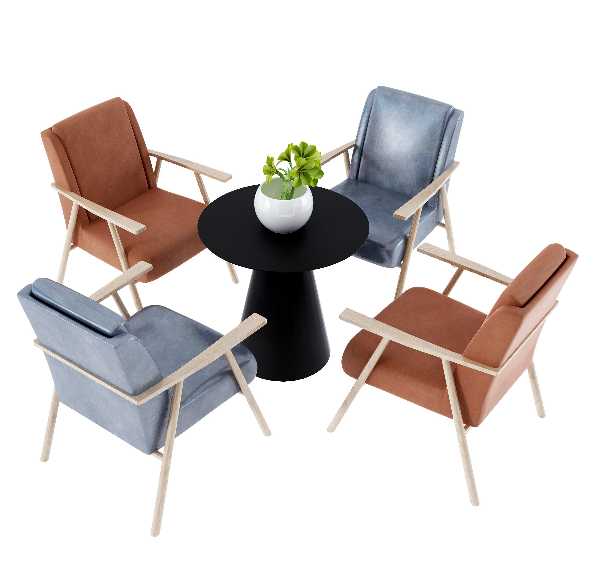 现代休闲桌椅组合 3d模型下载