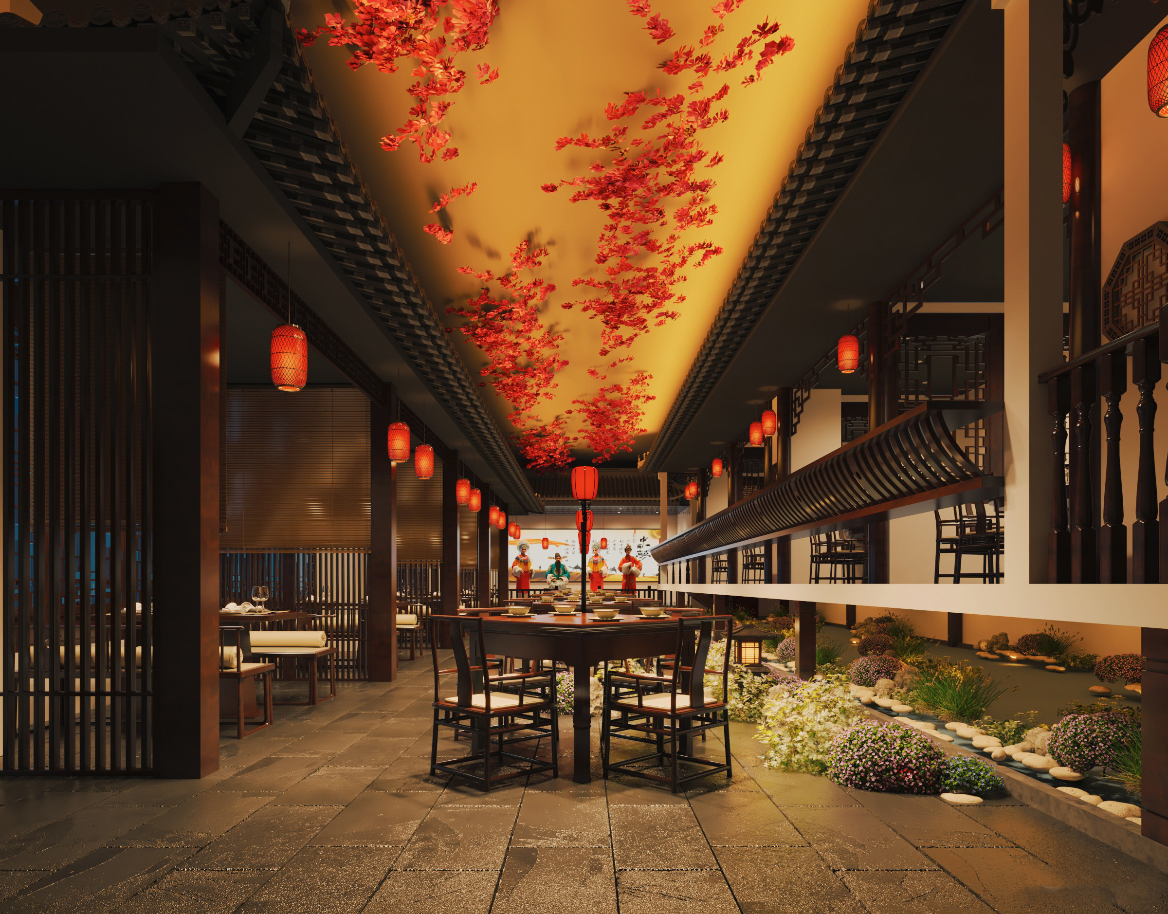 中式古典中餐厅3d模型下载
