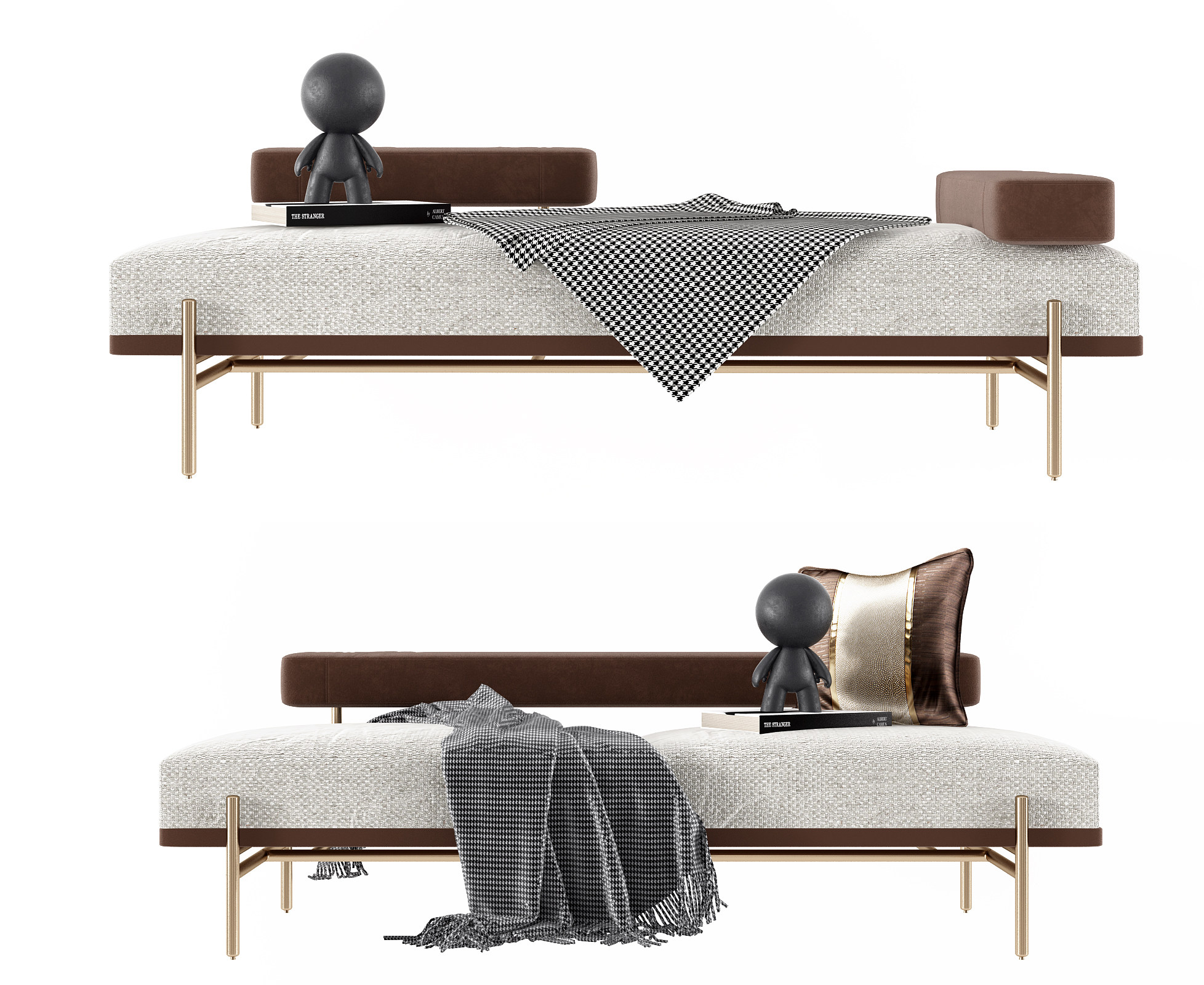 现代轻奢贵妃椅床尾凳卧榻组合 3d模型下载