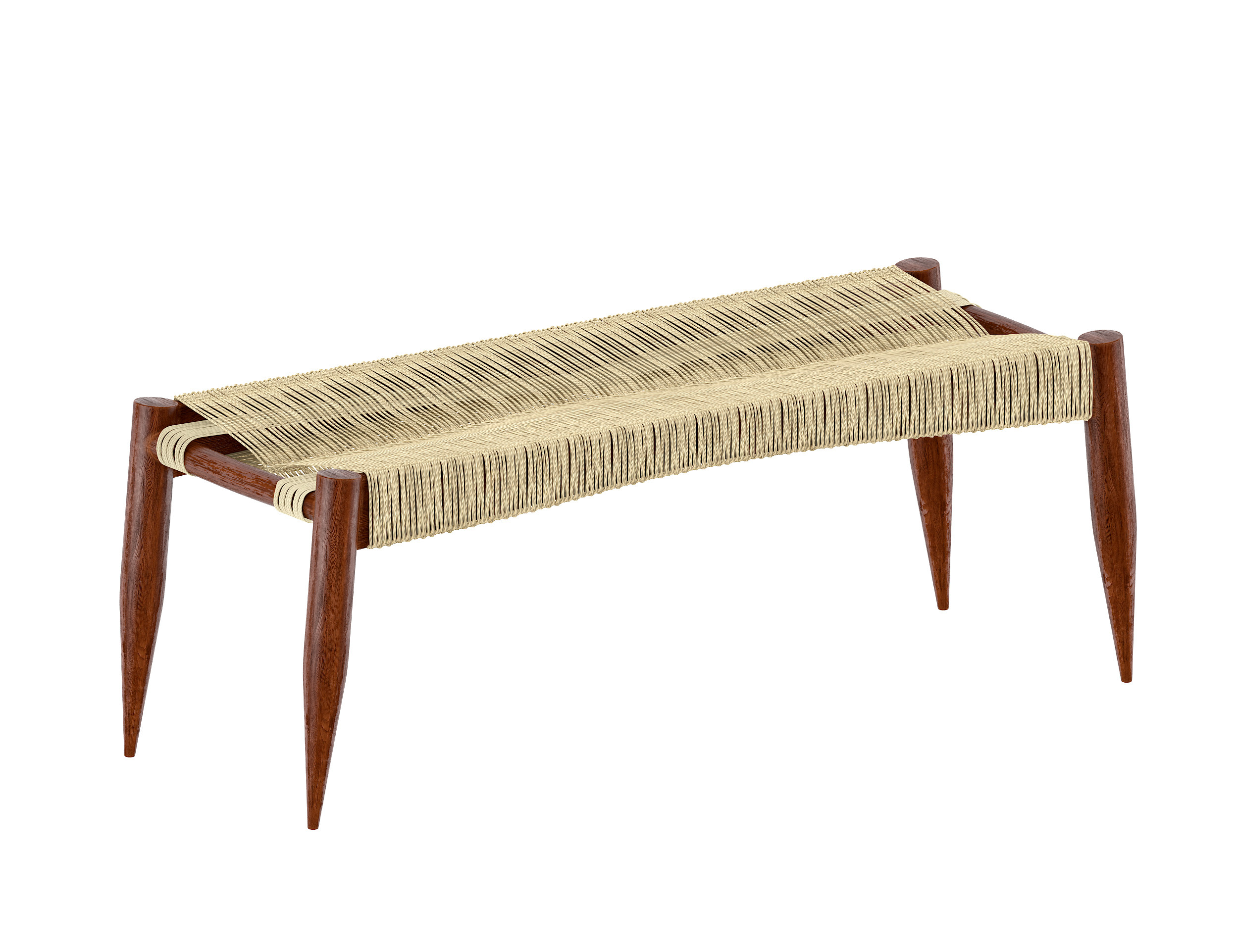 现代藤编长凳，床尾凳3d模型下载