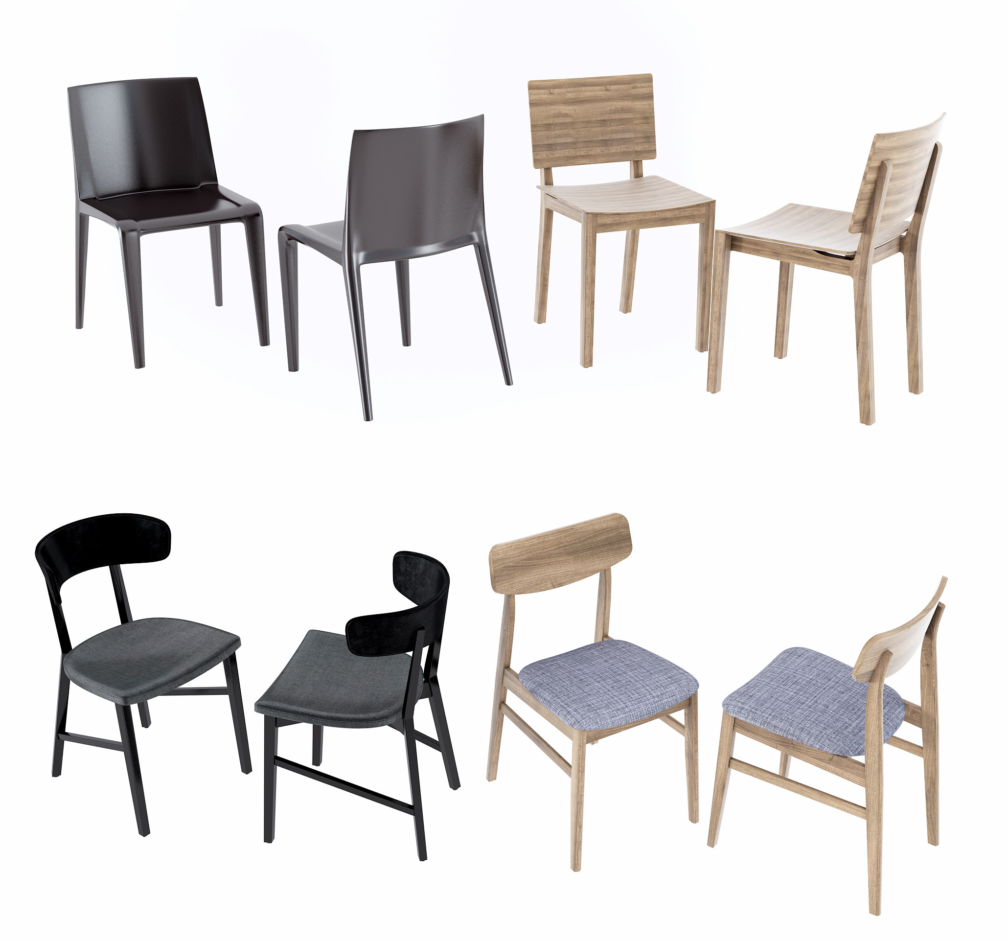 现代单椅组合3d模型下载