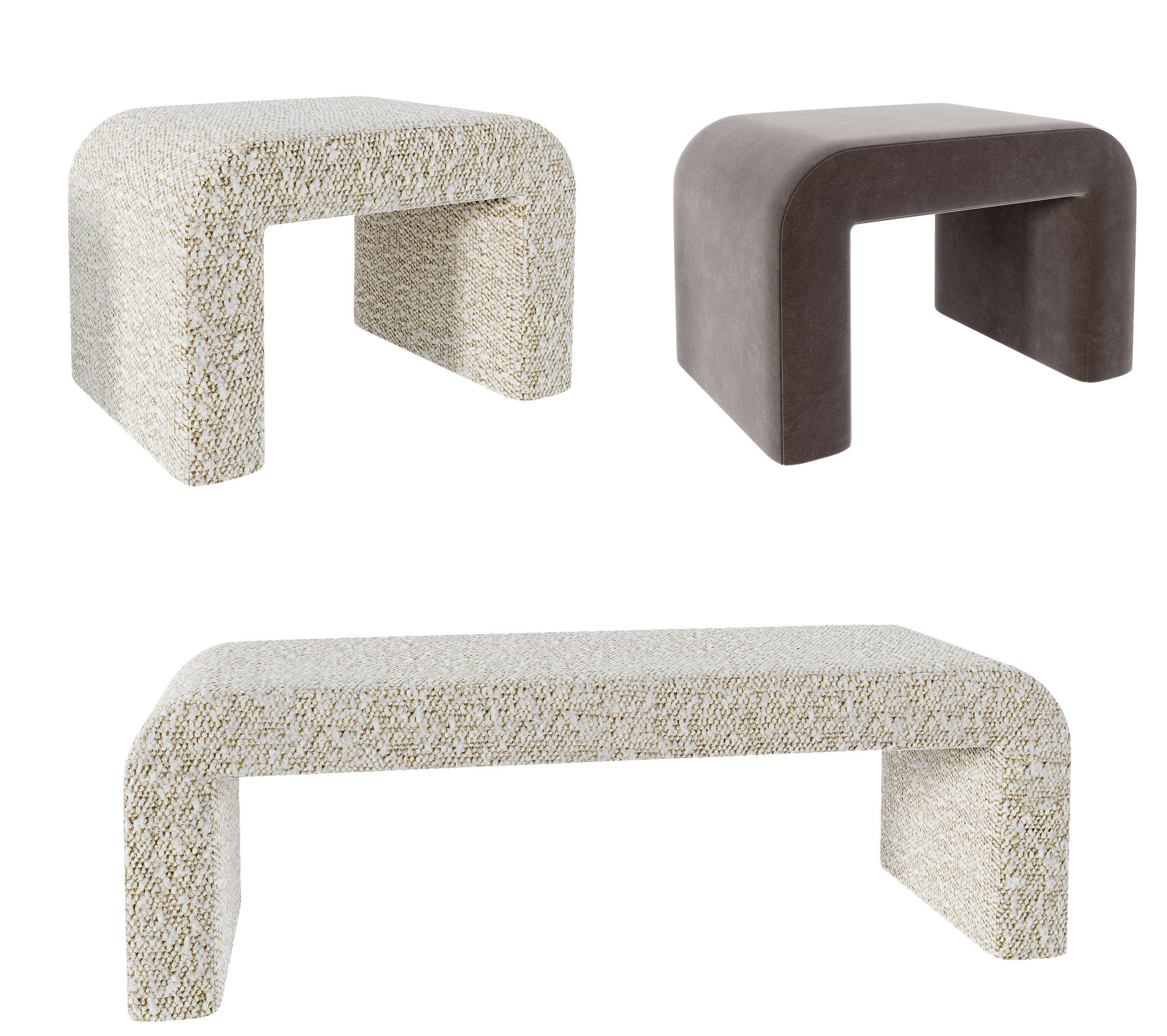 现代凳子 沙发凳 长条凳(1)3d模型下载