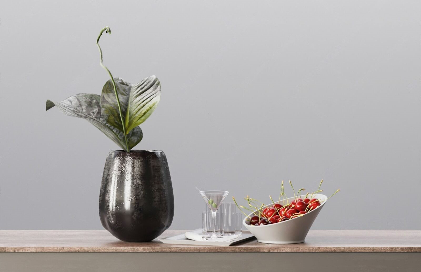 现代花瓶果盘组合3d模型下载