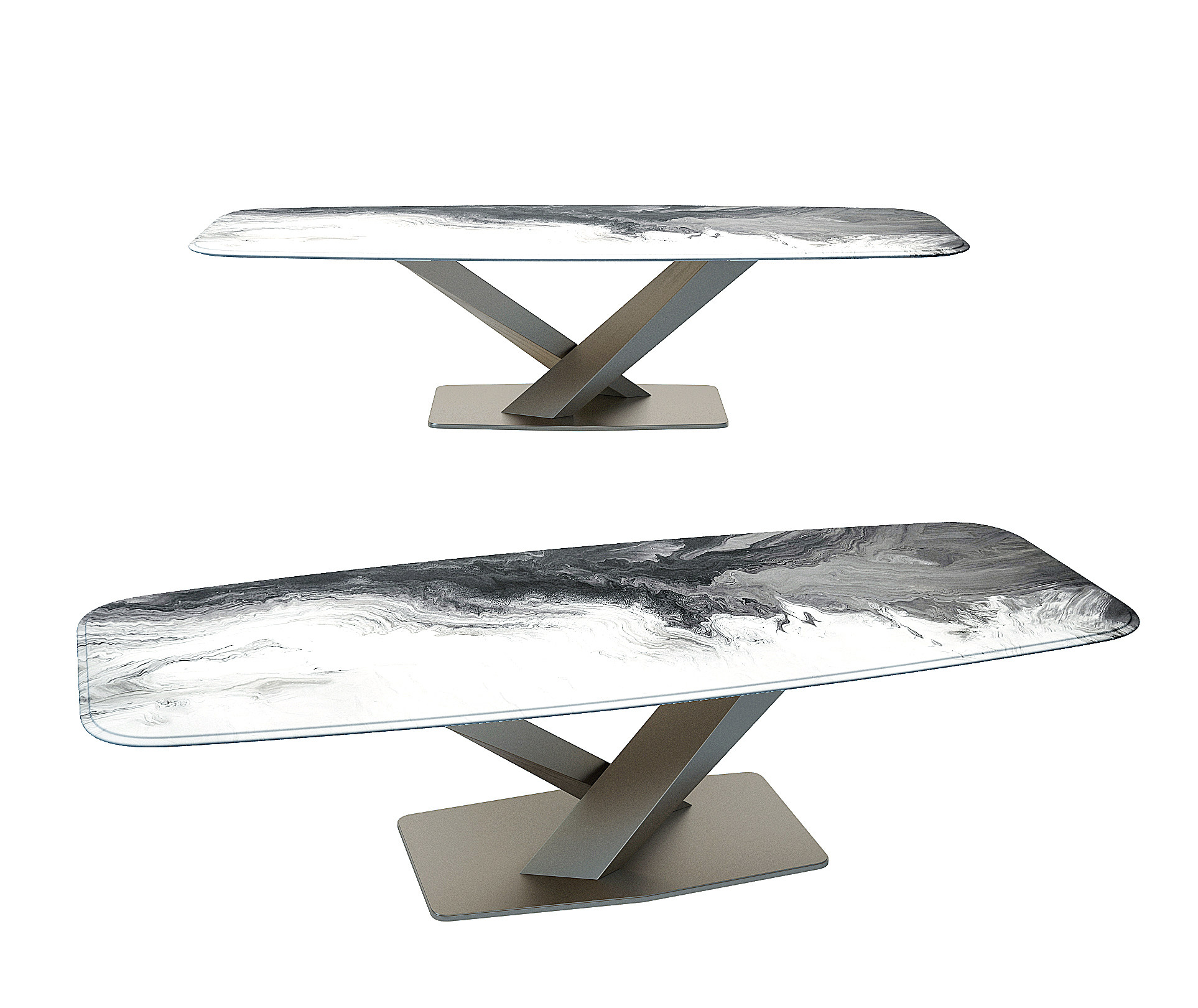 现代金属大理石餐桌3d模型下载