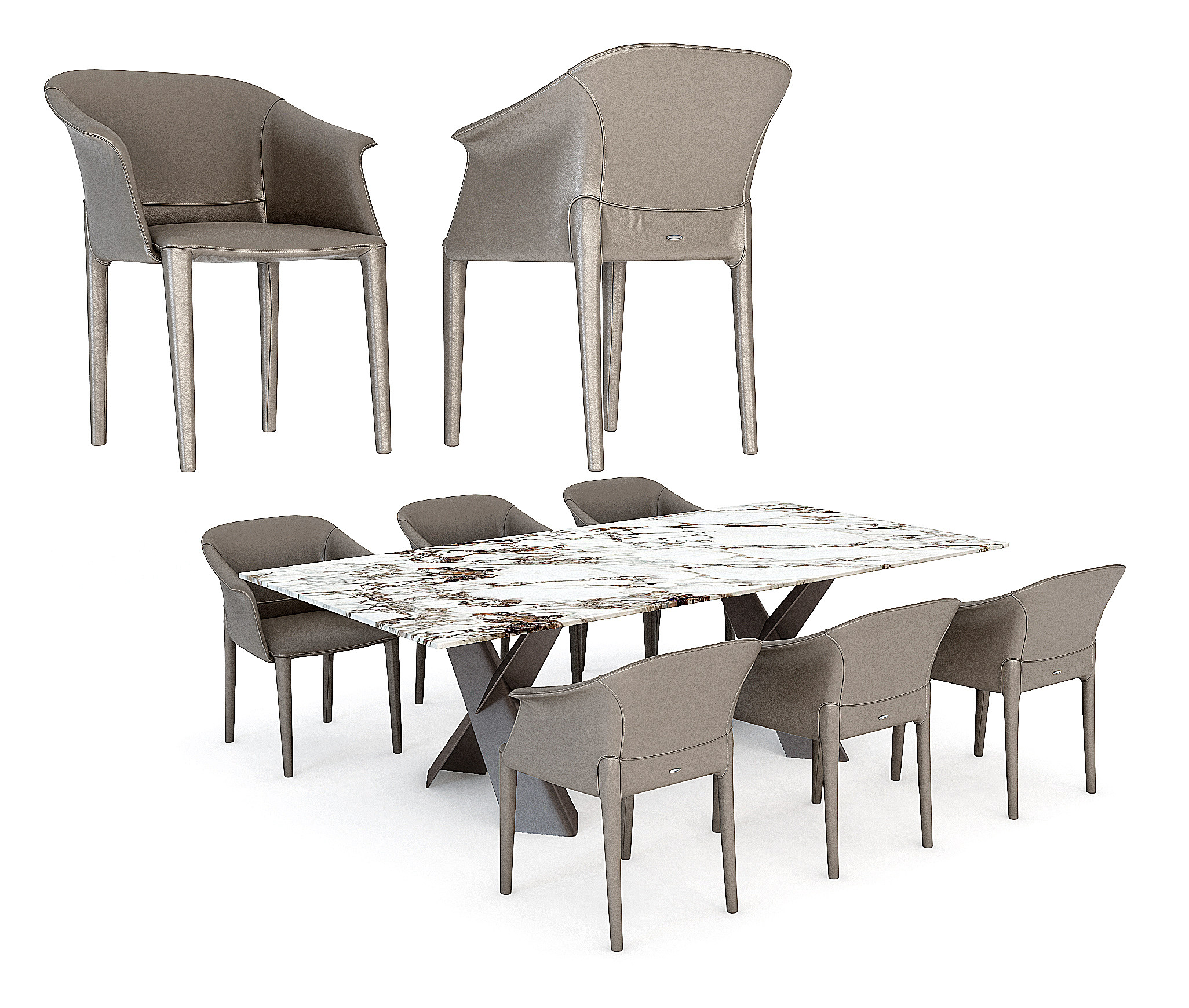 现代餐桌椅组合3d模型下载