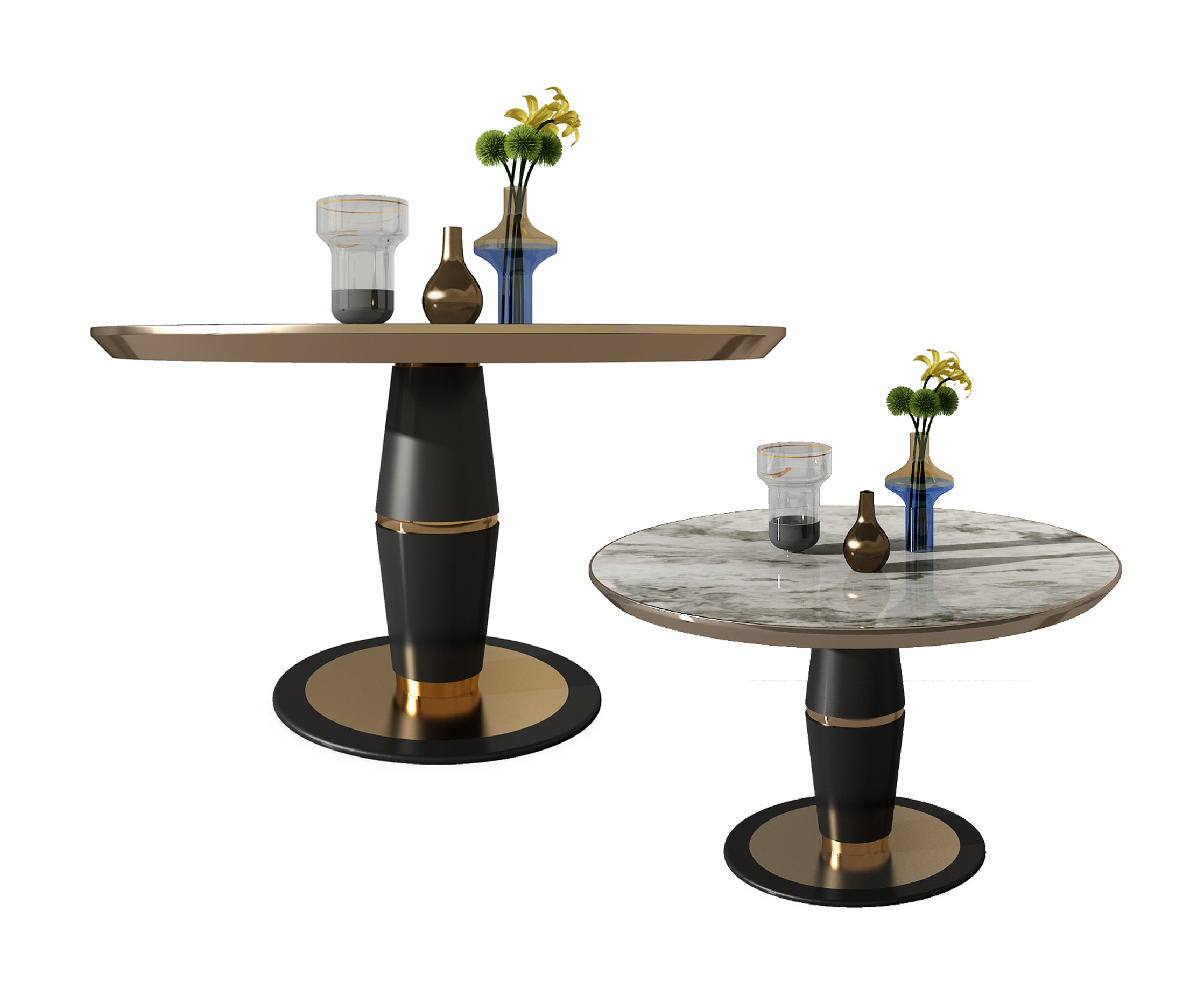 现代大理石圆形餐桌3d模型下载